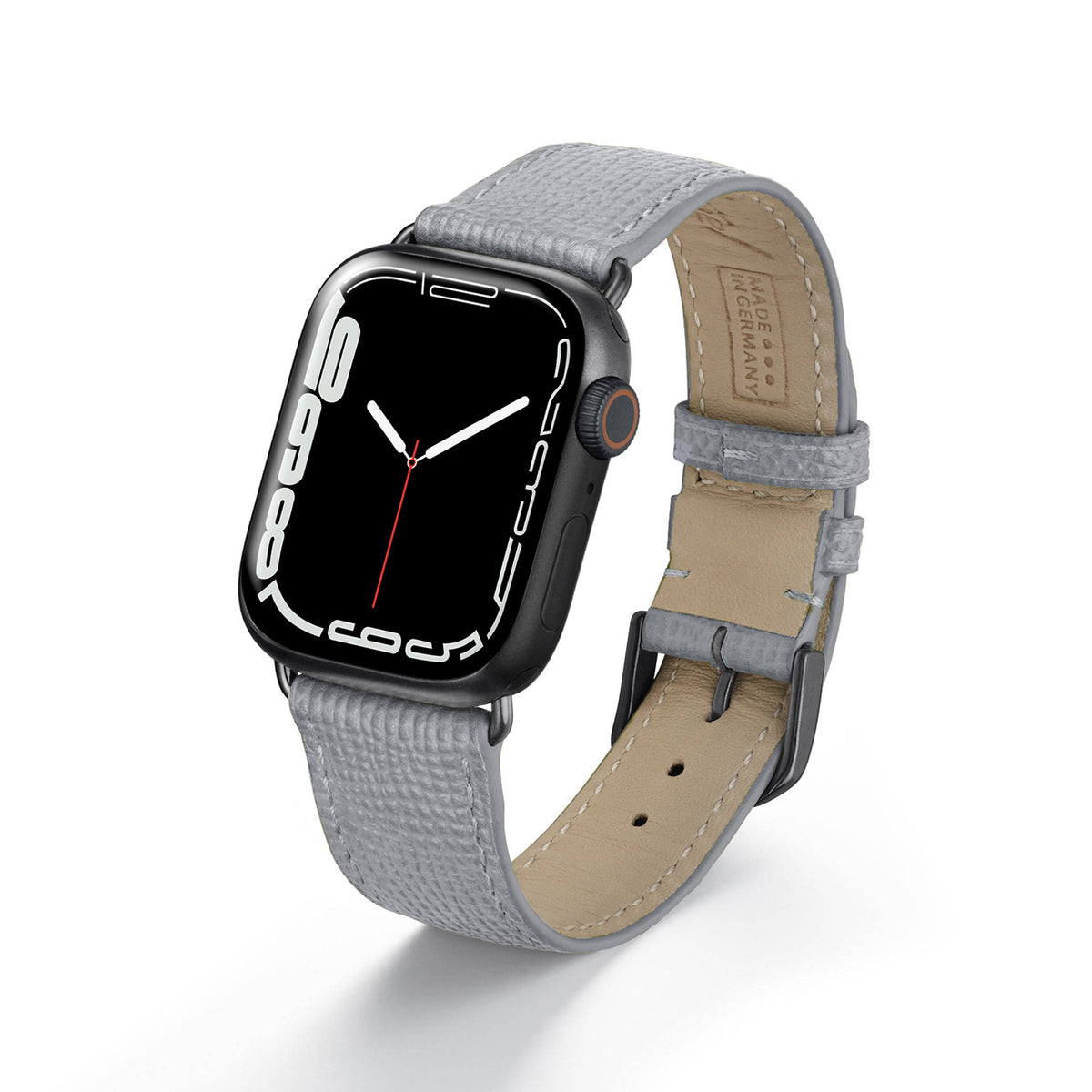 Apple Watch Uhrenarmband AvelloStrap von Happel, Rindsleder, handgefertigt, Steingrau