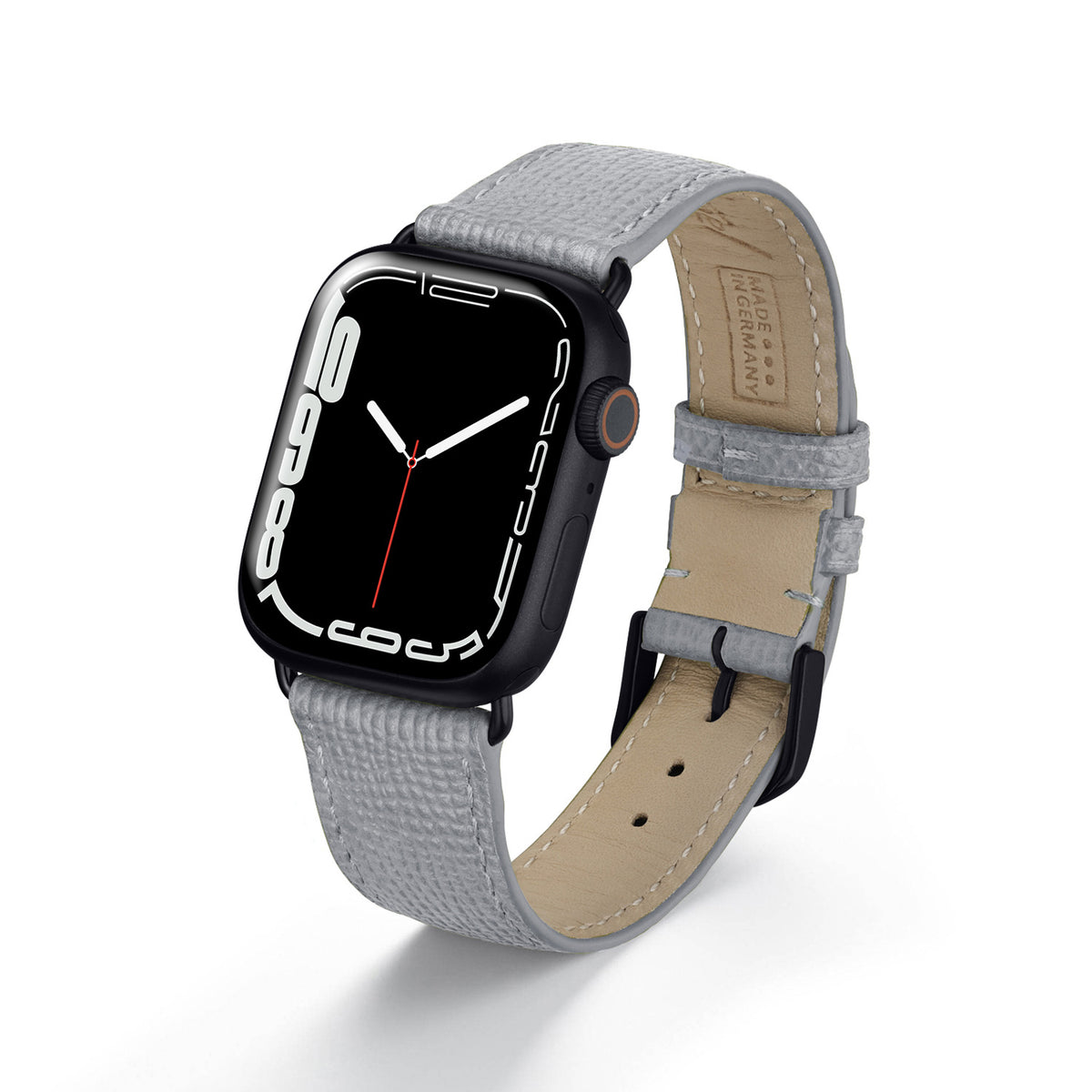 Apple Watch 1-9 Uhrenarmband AvelloStrap von Happel, Rindsleder, handgefertigt, Steingrau