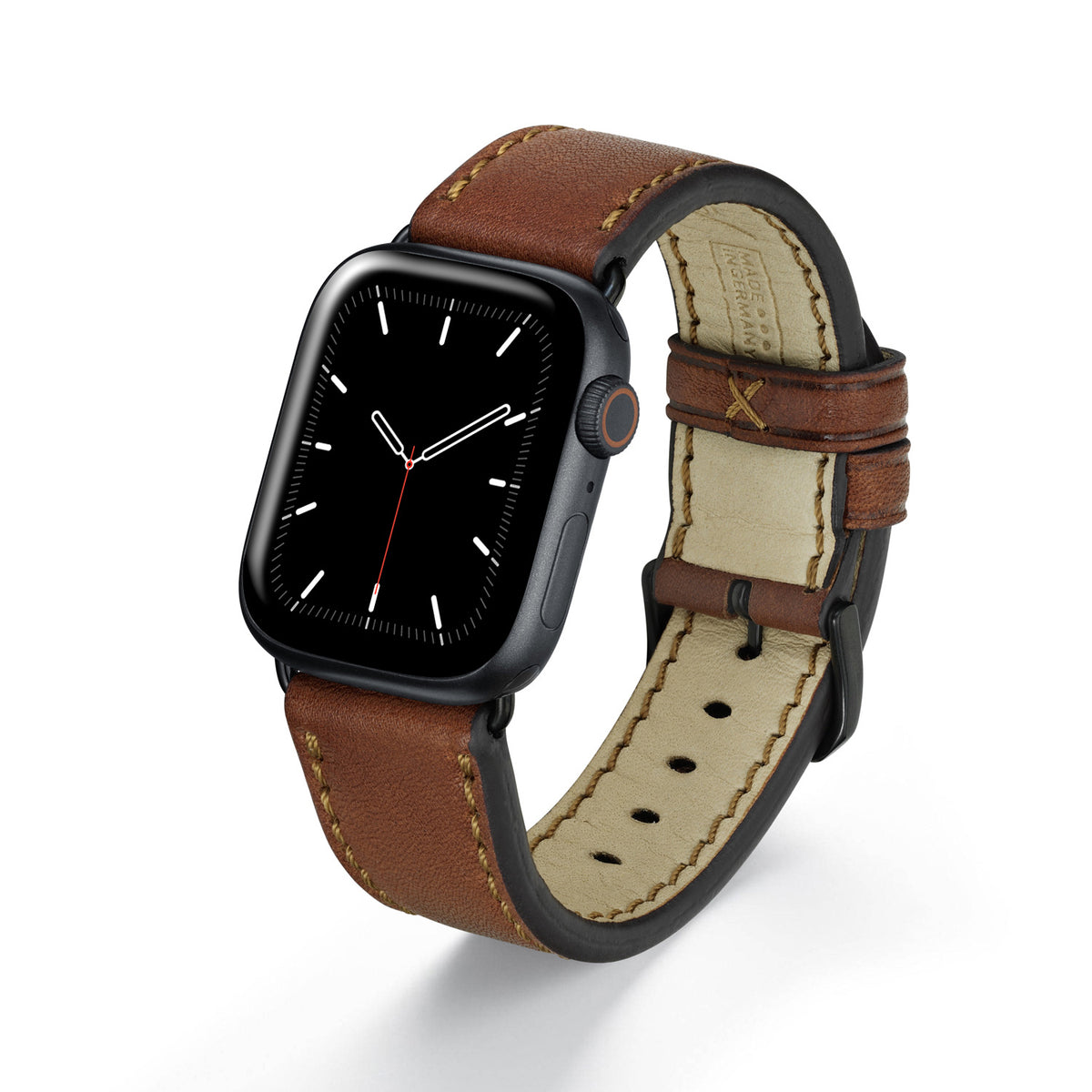 Apple Watch 1-9 Uhrenarmband HavenNature von Happel, Bioleder, handgefertigt, Cognac