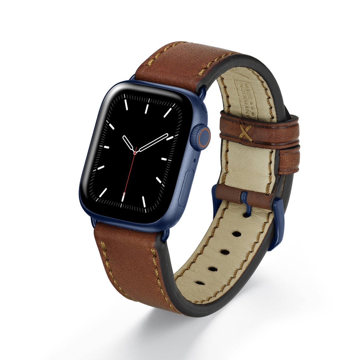 Apple Watch 1-9 Uhrenarmband HavenNature von Happel, Bioleder, handgefertigt, Cognac