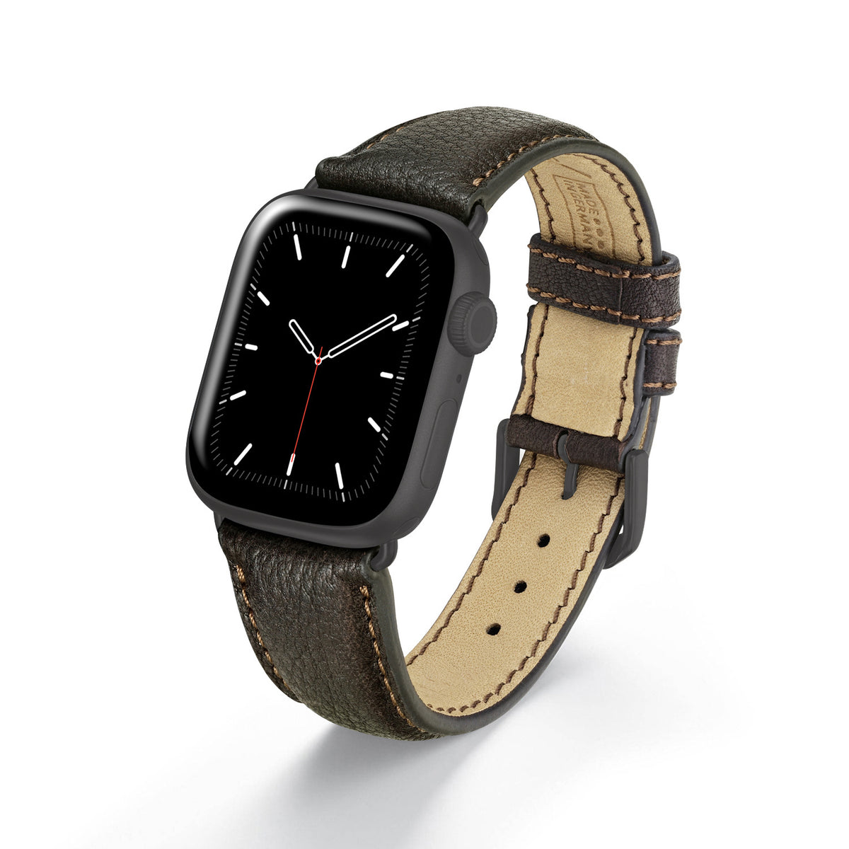 Apple Watch 1-9 Uhrenarmband TerraStyle von Happel, Bioleder, Handnaht, Mokka