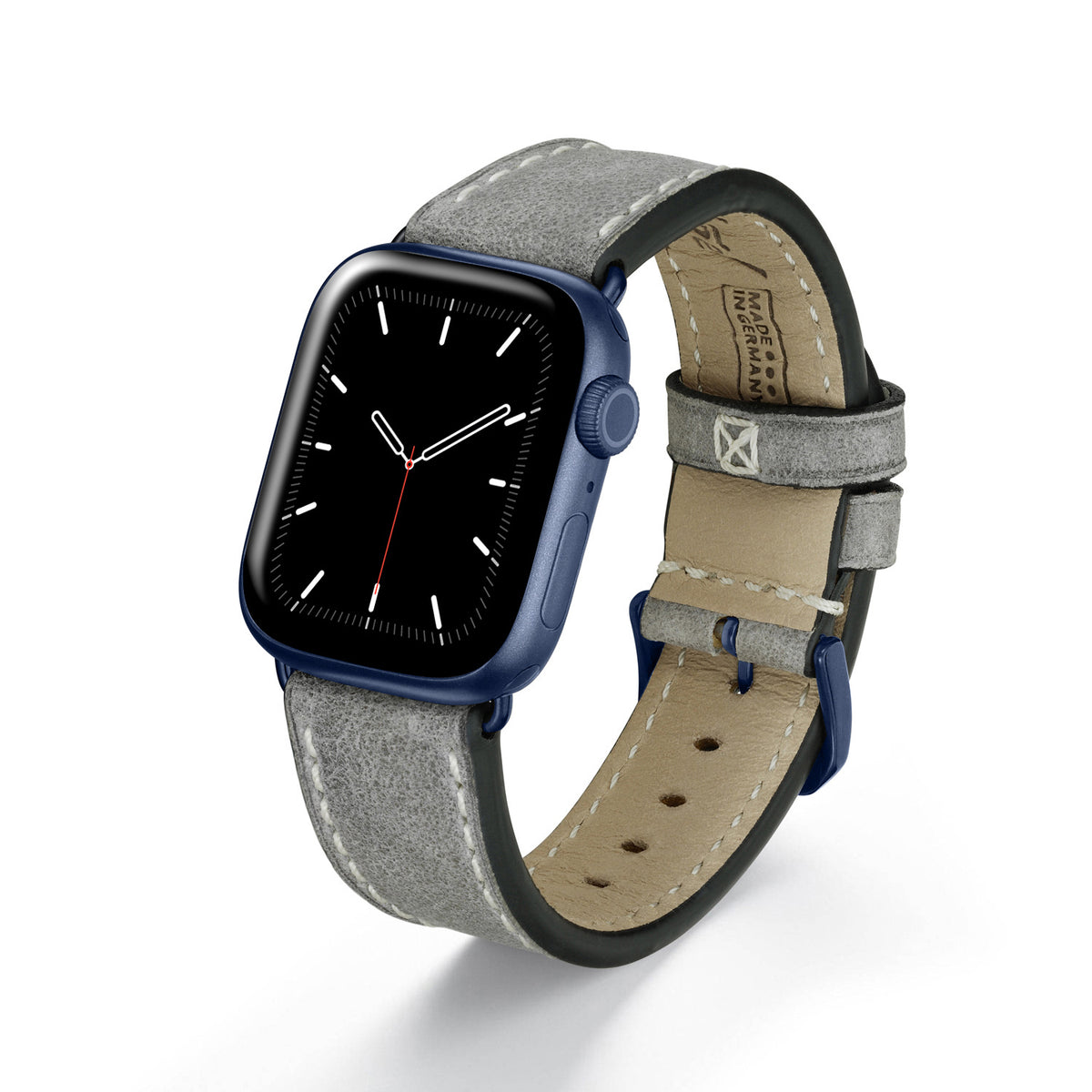 Apple Watch 1-9 Uhrenarmband Stonehaven von Happel, Vintageleder, Steingrau