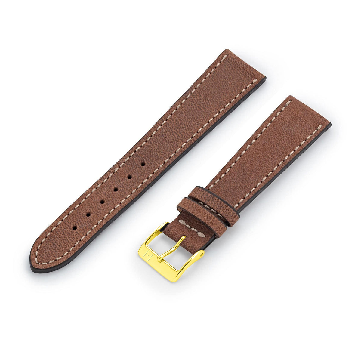 Watch strap &quot;HOHELUFT&quot; (vegetable vintage leather) - golden clasp