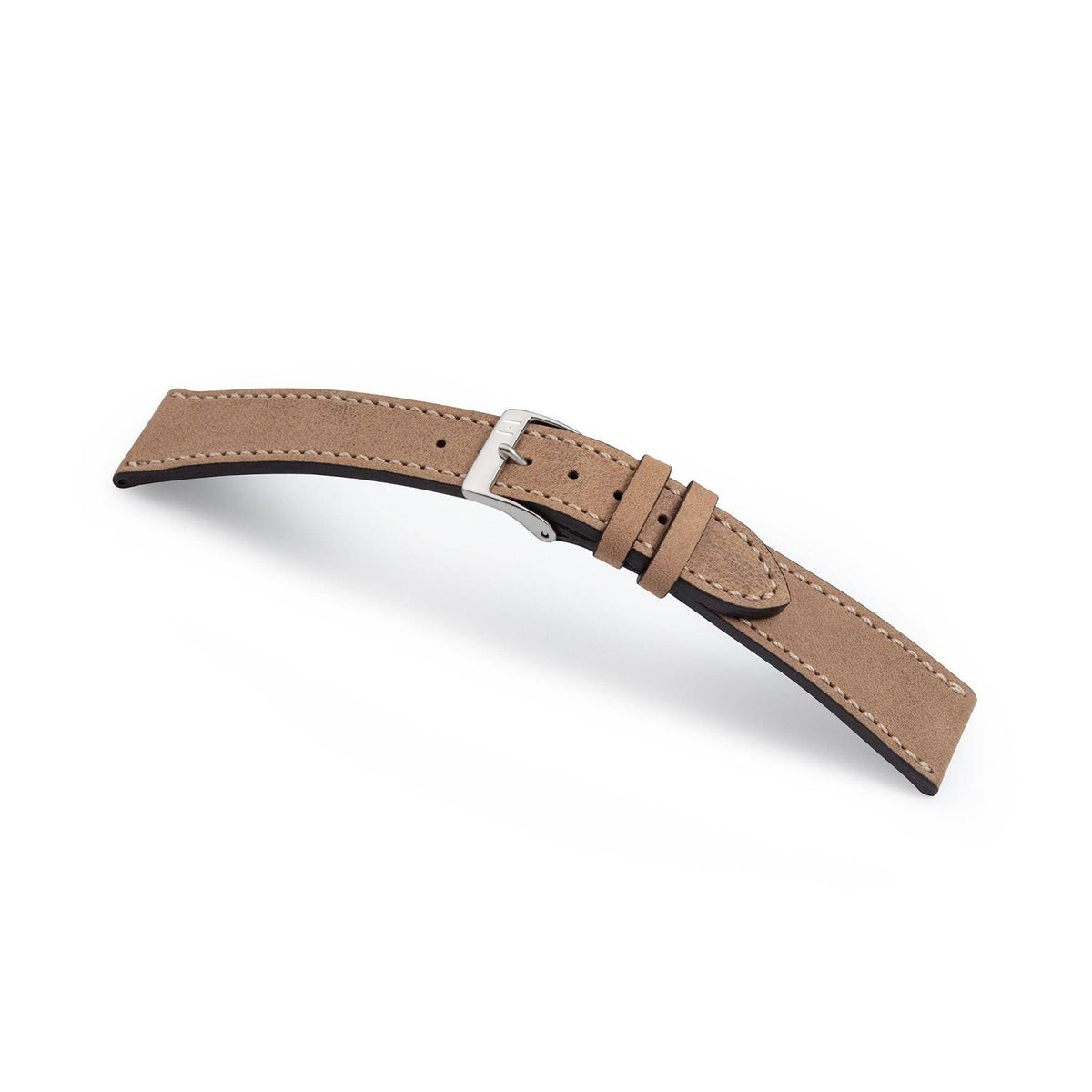 Watch strap &quot;HOHELUFT&quot; (vegetable vintage leather) - silver clasp