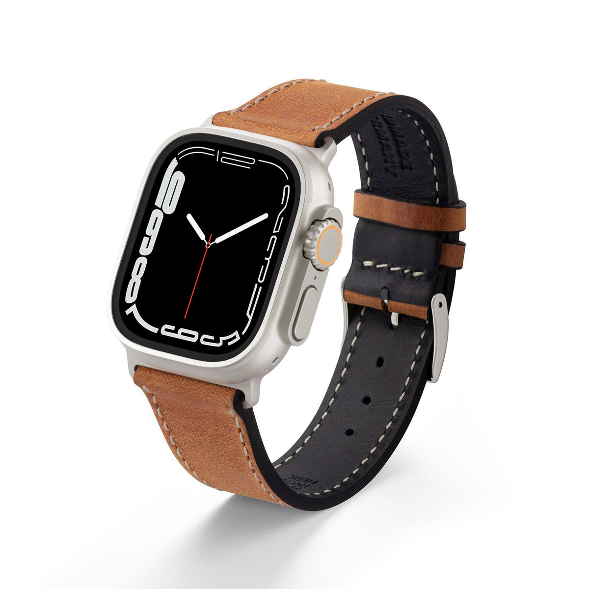 Apple Watch Ultra Armband HOHELUFT aus weichem Leder – Cognac