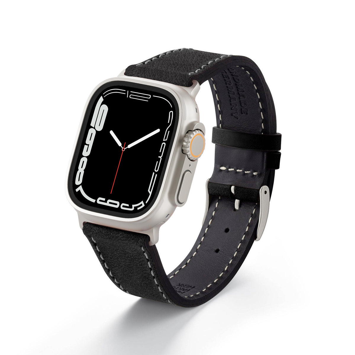 Apple Watch Ultra Armband HOHELUFT aus weichem Leder – Schwarz