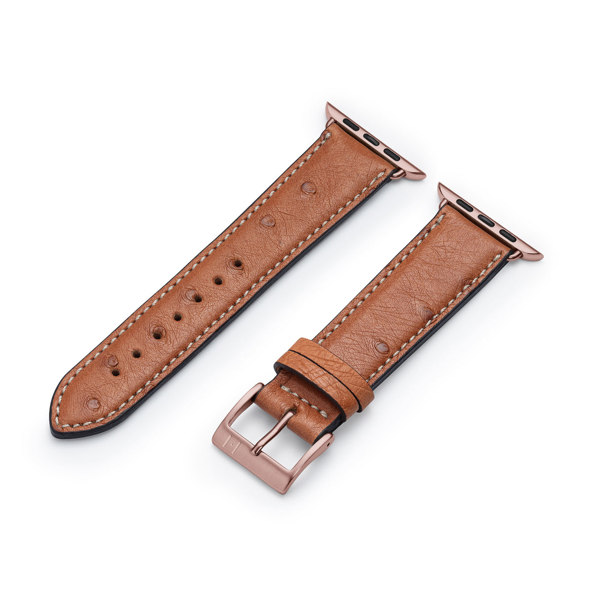 Apple Watch leather strap made of ostrich leather &quot;OBERKASSEL&quot; - cognac