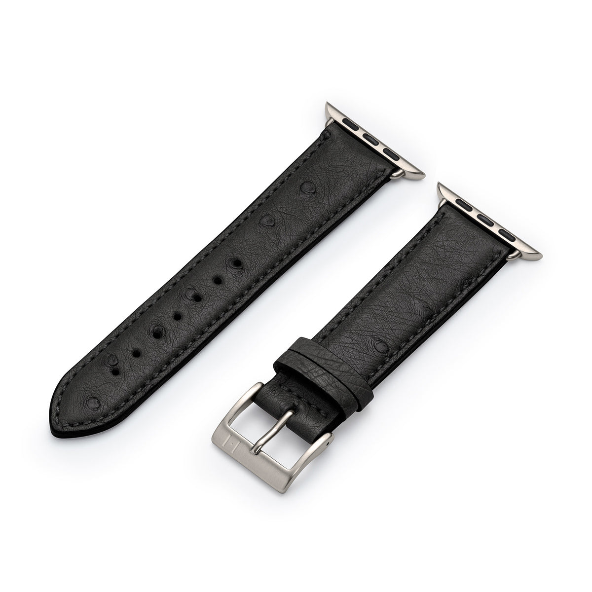 Apple Watch leather strap made of ostrich leather &quot;OBERKASSEL&quot; - black