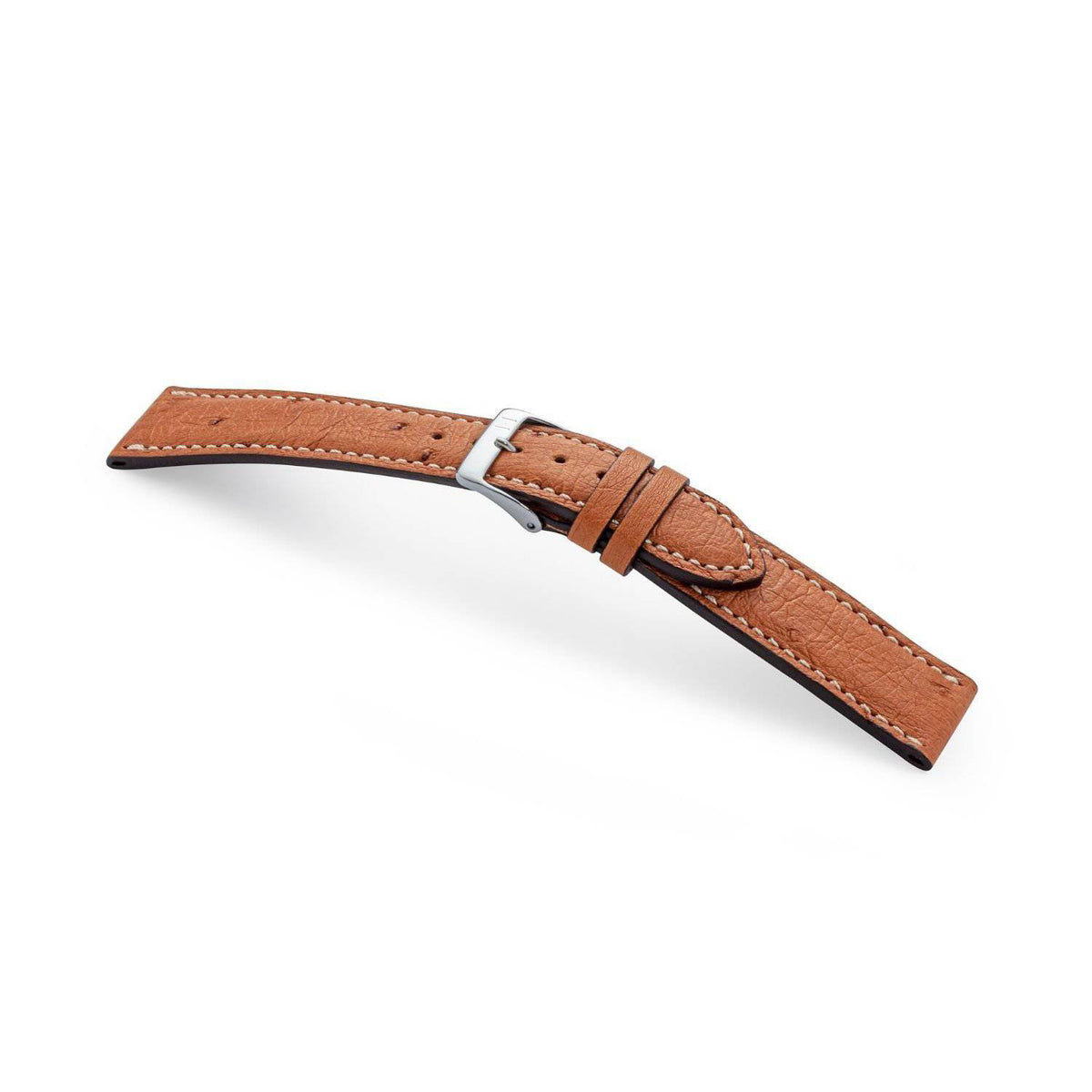 Elegant ostrich leather watch strap &quot;OBERKASSEL&quot; (ostrich leather) - silver clasp
