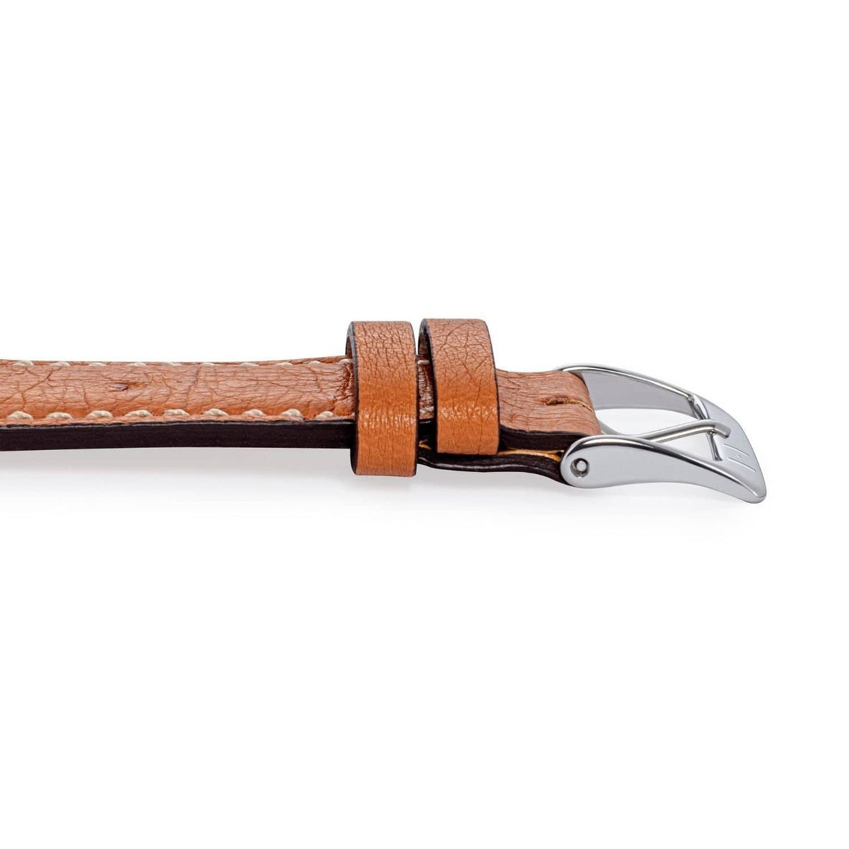 Elegante cinturino per orologio in pelle di struzzo &quot;OBERKASSEL&quot; (pelle di struzzo) - chiusura in argento