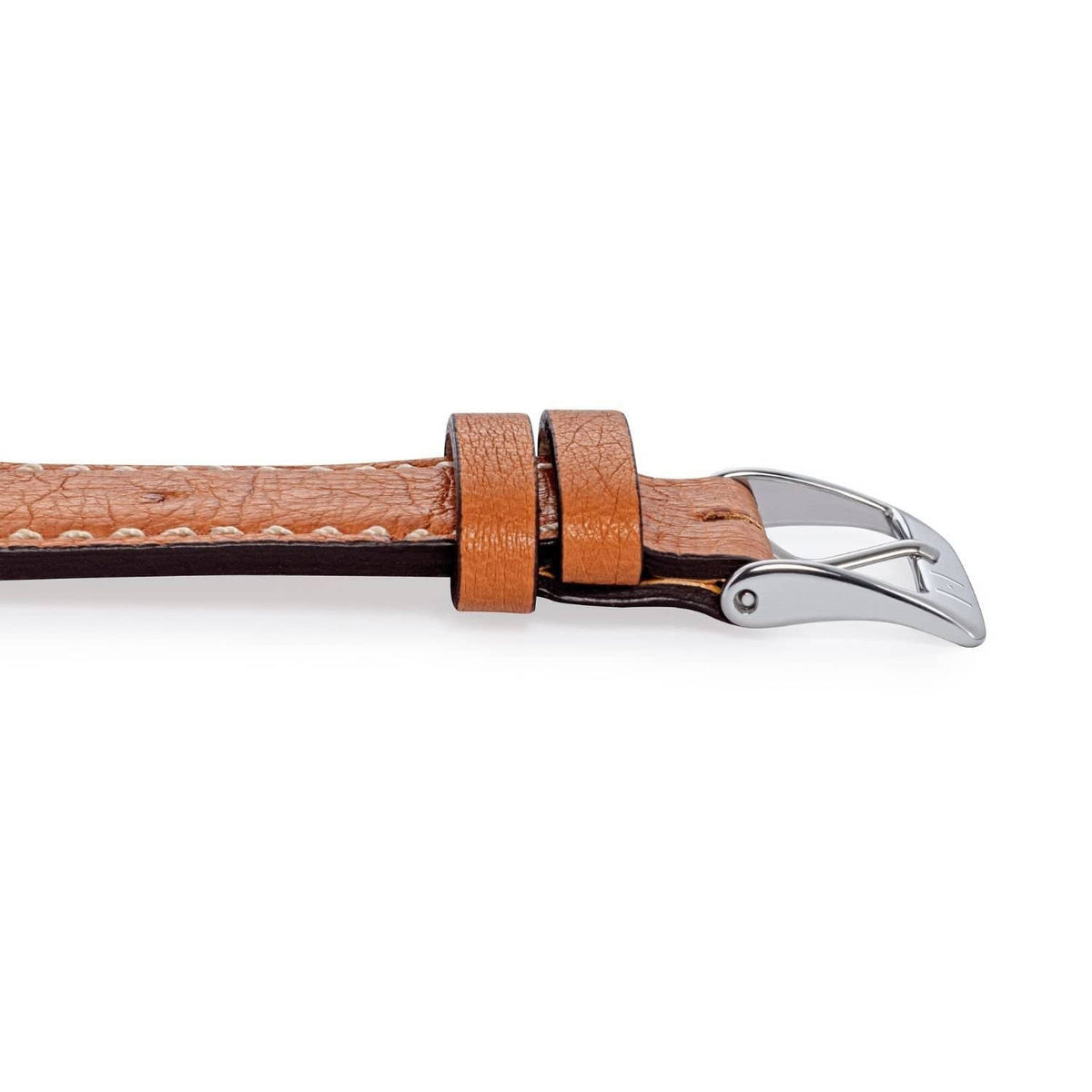 Elegant ostrich leather watch strap &quot;OBERKASSEL&quot; (ostrich leather) - silver clasp