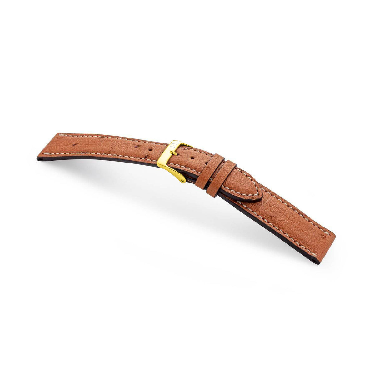 Edles Straußenleder Uhrenarmband &quot;OBERKASSEL&quot; (Straußenleder) – goldene Schließe