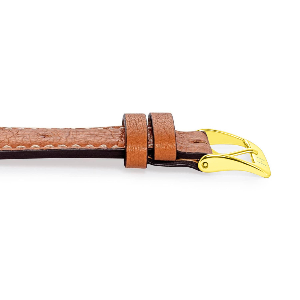 Elegant ostrich leather watch strap &quot;OBERKASSEL&quot; (ostrich leather) - golden clasp