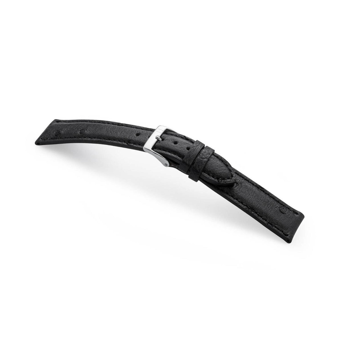 Elegant ostrich leather watch strap &quot;OBERKASSEL&quot; (ostrich leather) - silver clasp