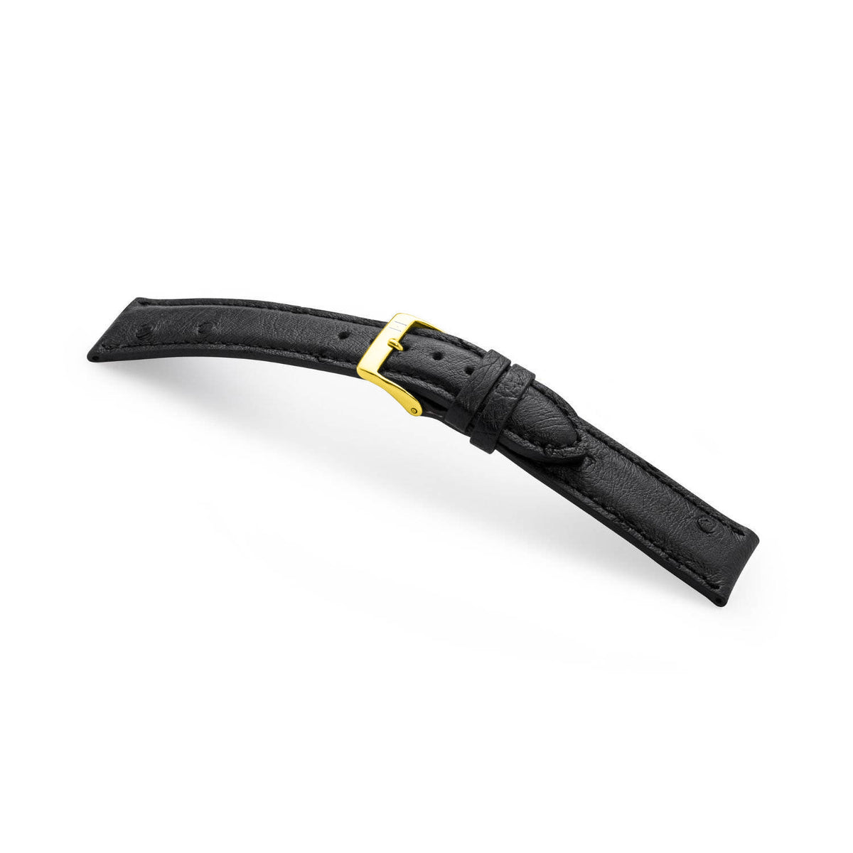 Elegant ostrich leather watch strap &quot;OBERKASSEL&quot; (ostrich leather) - golden clasp