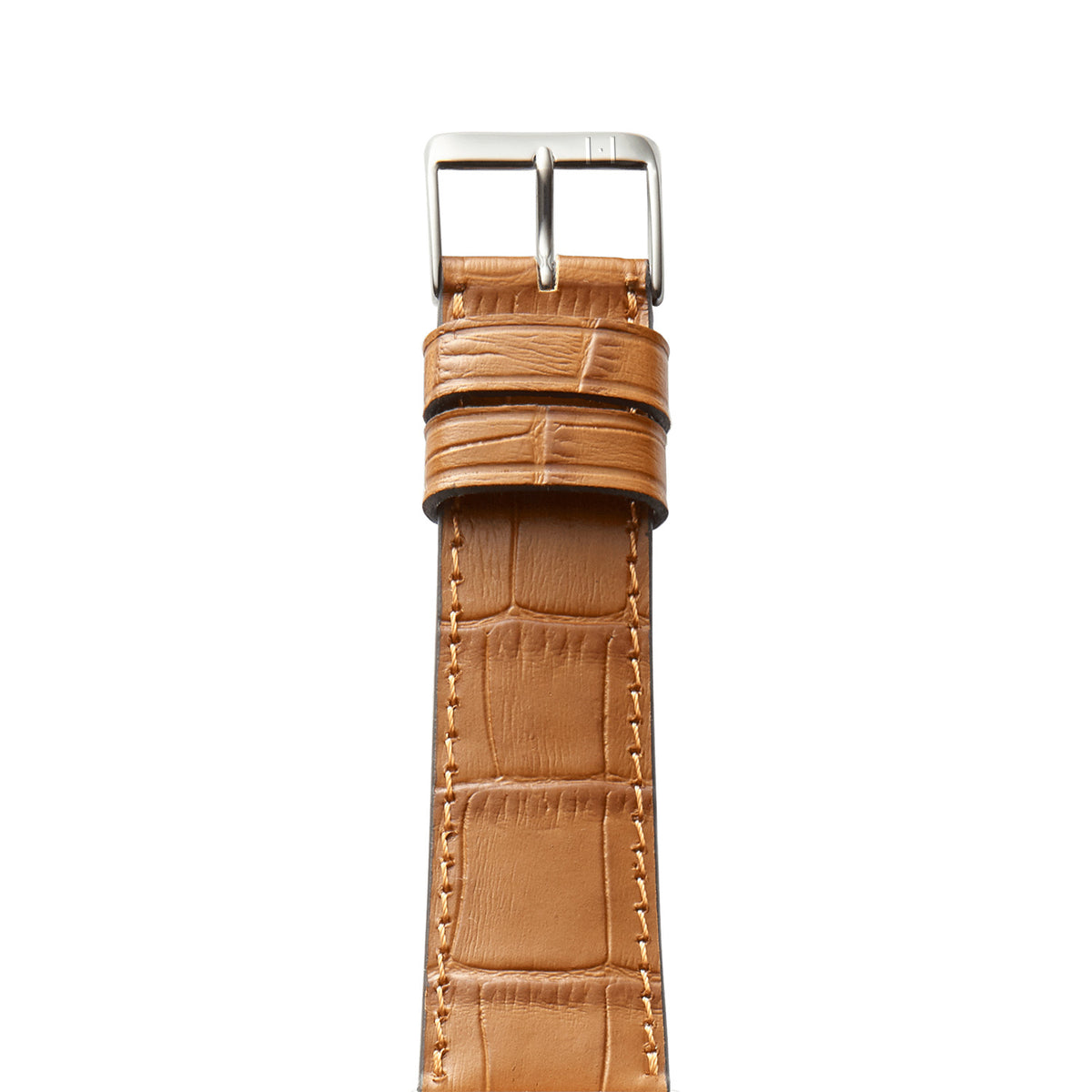 Bracelet Apple Watch avec gaufrage crocodile &quot;ROTHENBAUM&quot; (grain d&#39;alligator sur cuir de vache) - cognac