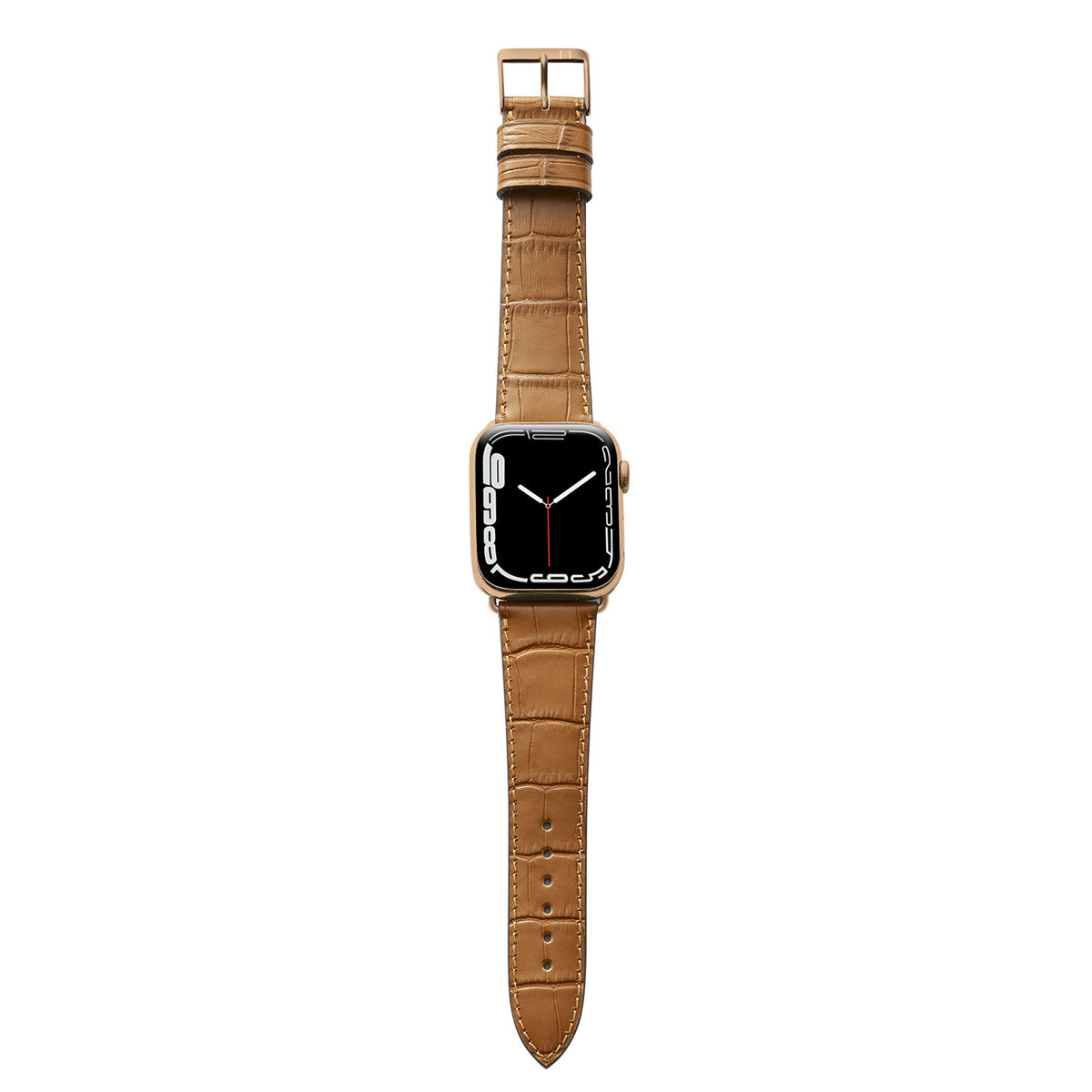 Apple Watch bracelet with crocodile embossing &quot;ROTHENBAUM&quot; (alligator grain on cowhide) - cognac