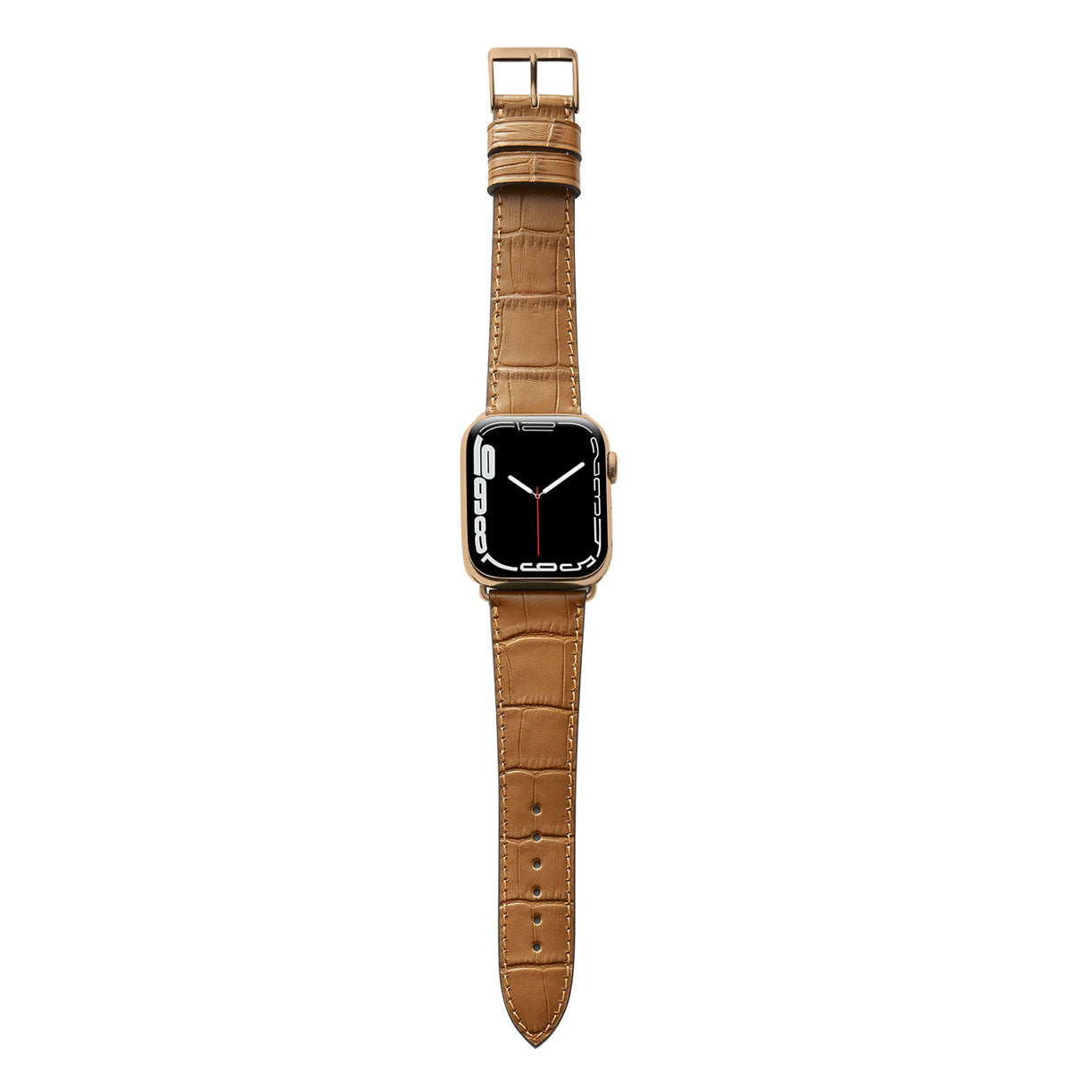 Apple Watch horlogebandje met krokoprint &quot;ROTHENBAUM&quot; (alligatornerf op koeienhuid) - Cognac