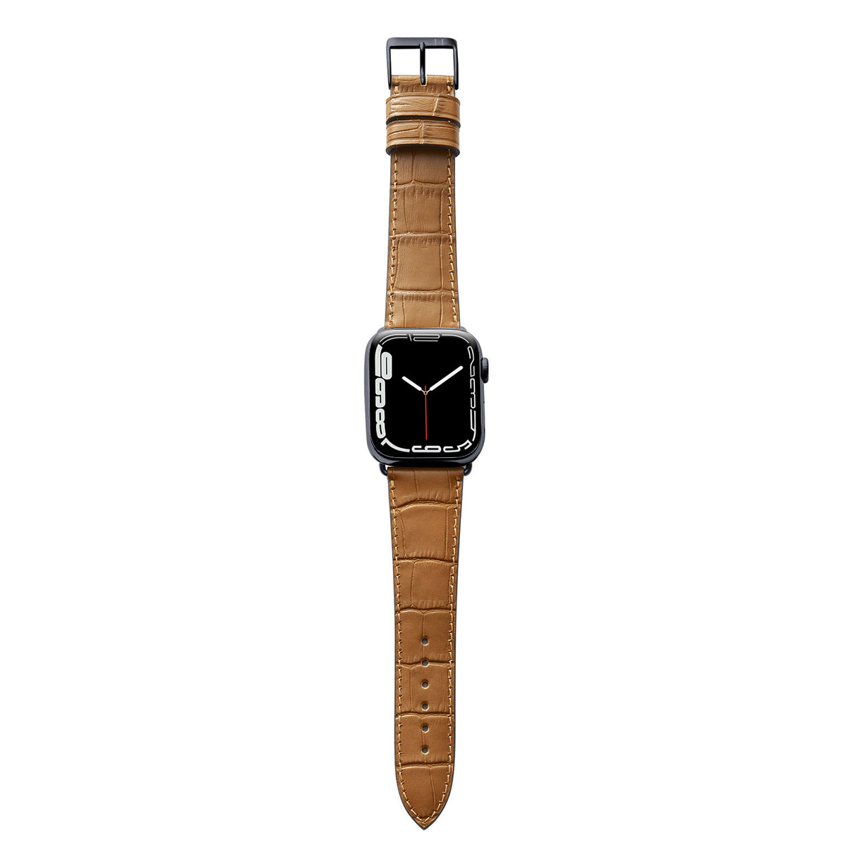 Apple Watch horlogebandje met krokoprint &quot;ROTHENBAUM&quot; (alligatornerf op koeienhuid) - Cognac