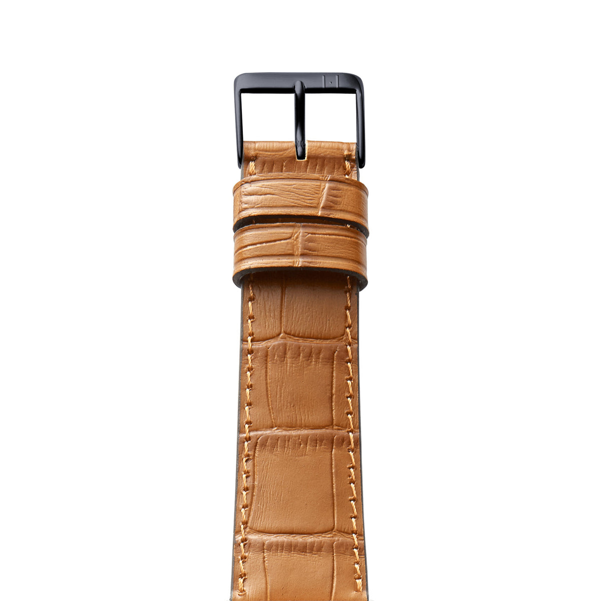 Apple Watch horlogebandje met krokoprint &quot;ROTHENBAUM&quot; (alligatornerf op koeienhuid) - Cognac