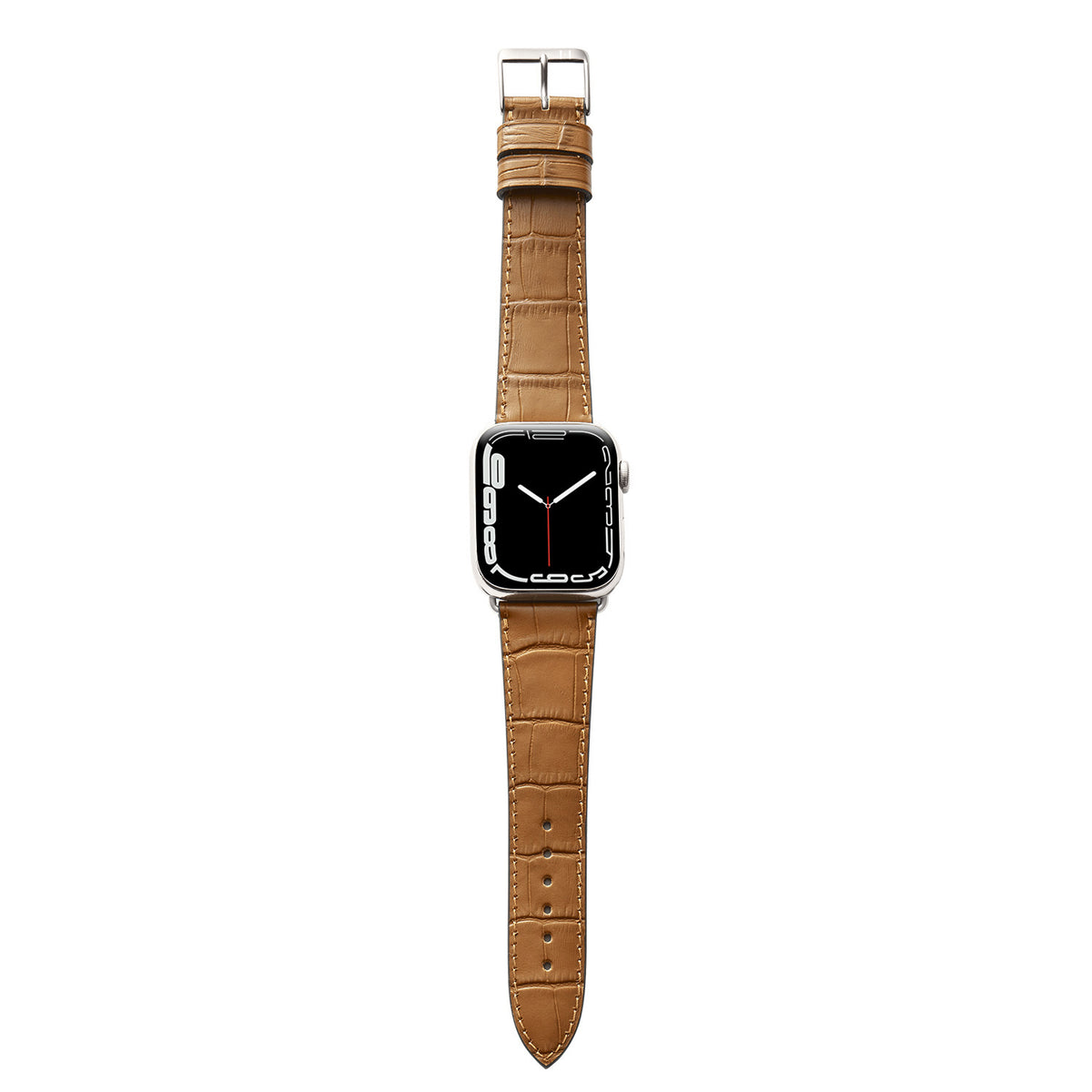 Bracciale Apple Watch con goffratura coccodrillo &quot;ROTHENBAUM&quot; (grana di alligatore su pelle bovina) - cognac