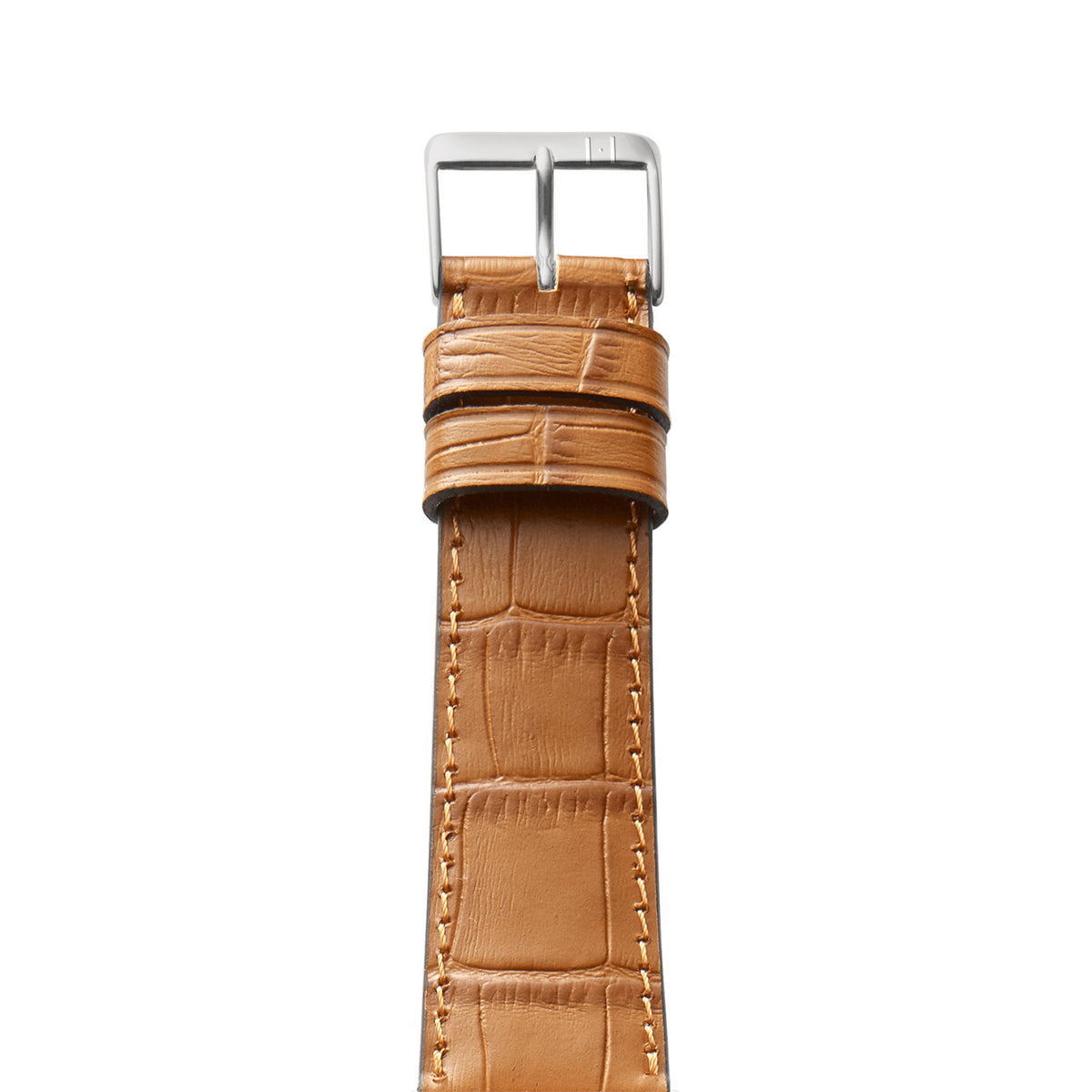Apple Watch Armband mit Kroko-Prägung &quot;ROTHENBAUM&quot; (Alligatornarbung auf Rindsleder) – Cognac