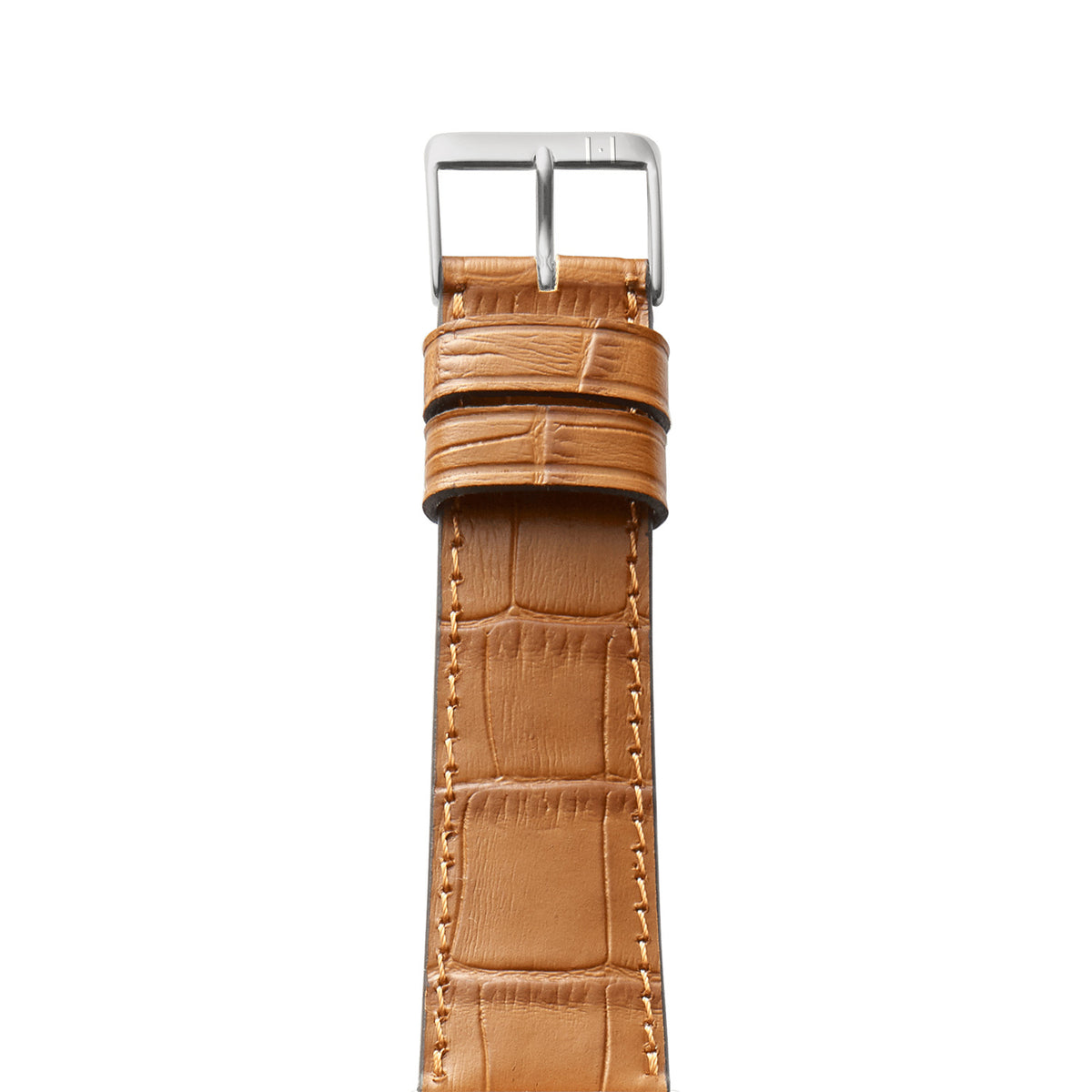 Bracelet Apple Watch avec gaufrage crocodile &quot;ROTHENBAUM&quot; (grain d&#39;alligator sur cuir de vache) - cognac