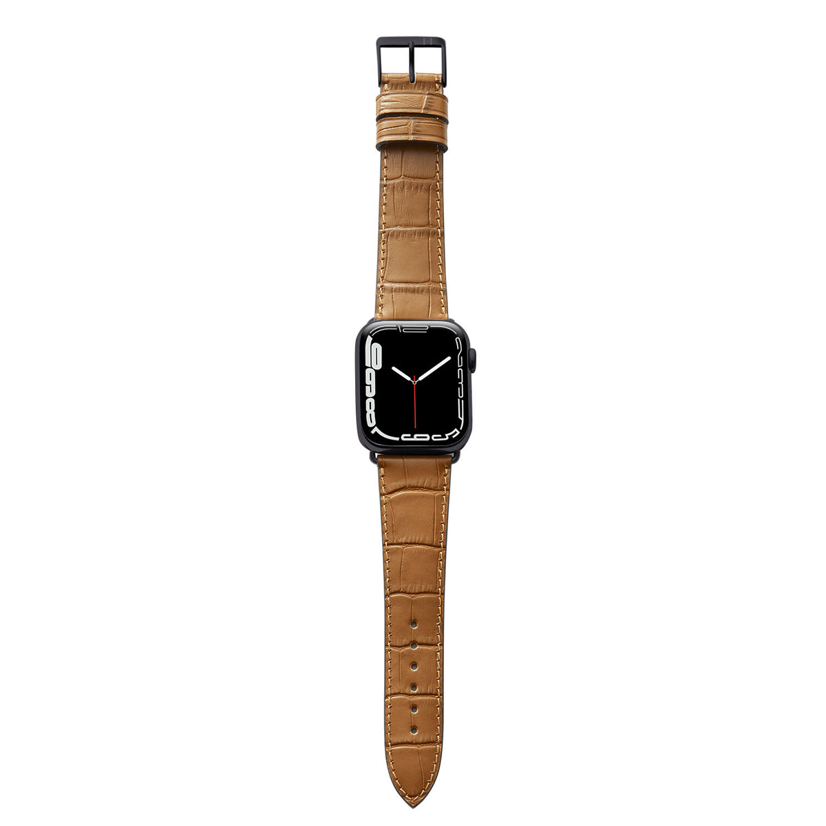 Bracciale Apple Watch con goffratura coccodrillo &quot;ROTHENBAUM&quot; (grana di alligatore su pelle bovina) - cognac