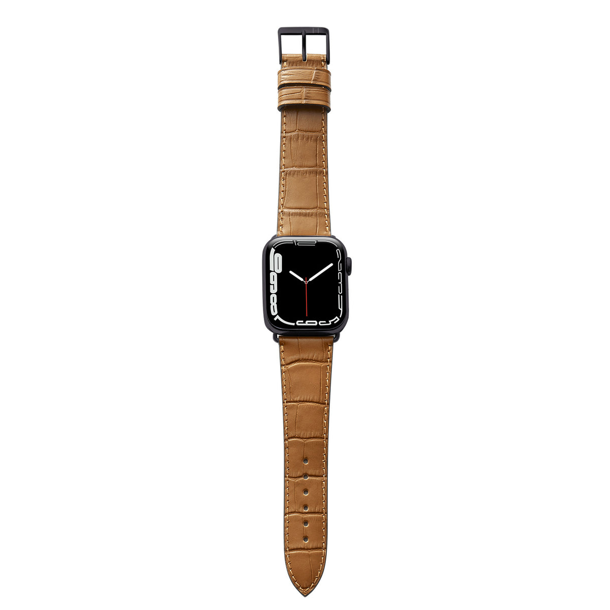 Apple Watch horlogebandje met krokoprint &quot;ROTHENBAUM&quot; (alligatornerf op koeienhuid) - Cognac