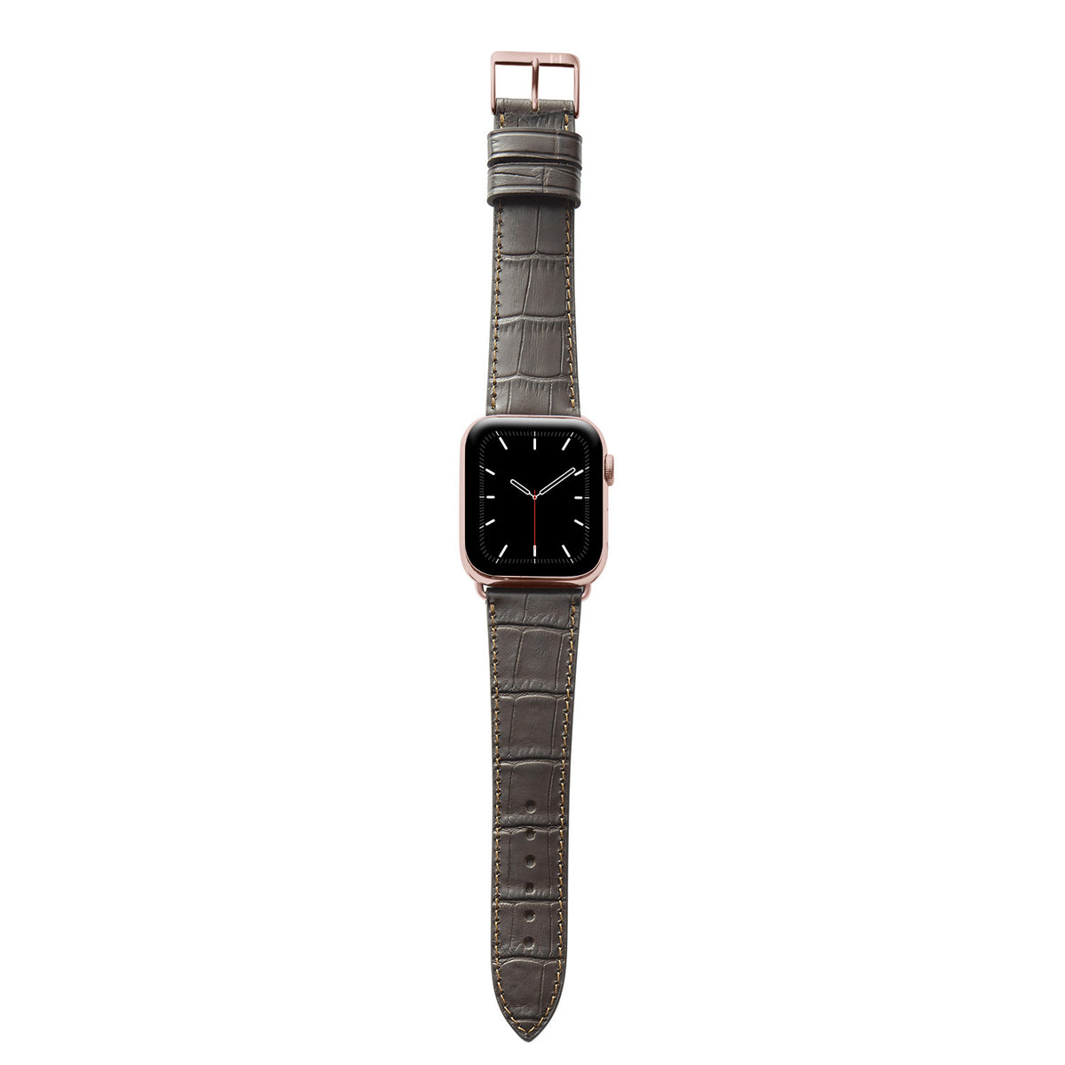 Apple Watch horlogebandje met krokoprint &quot;ROTHENBAUM&quot; (alligatornerf op koeienhuid) - mokka