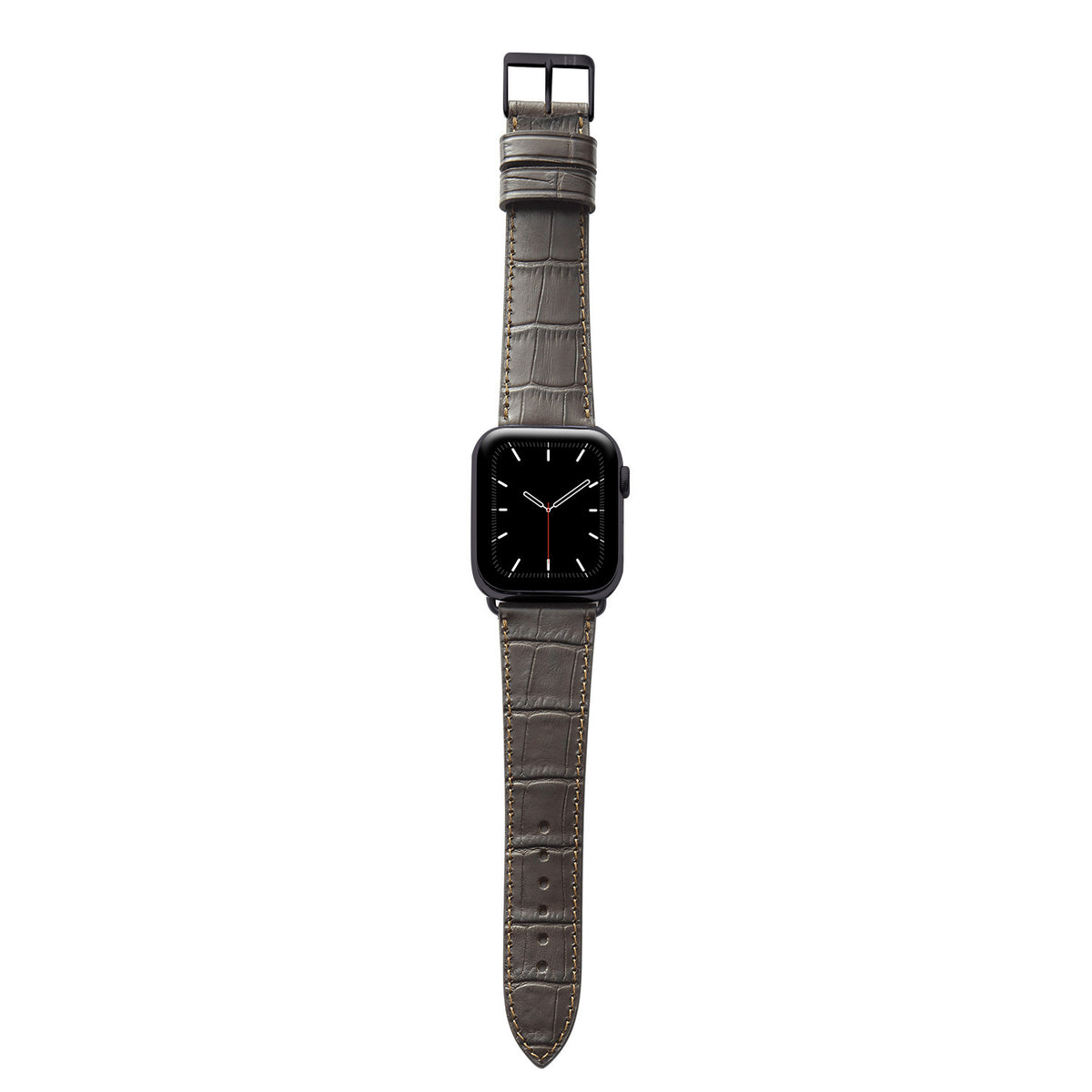 Cinturino per Apple Watch con goffratura coccodrillo &quot;ROTHENBAUM&quot; (grana di alligatore su pelle bovina) - moka