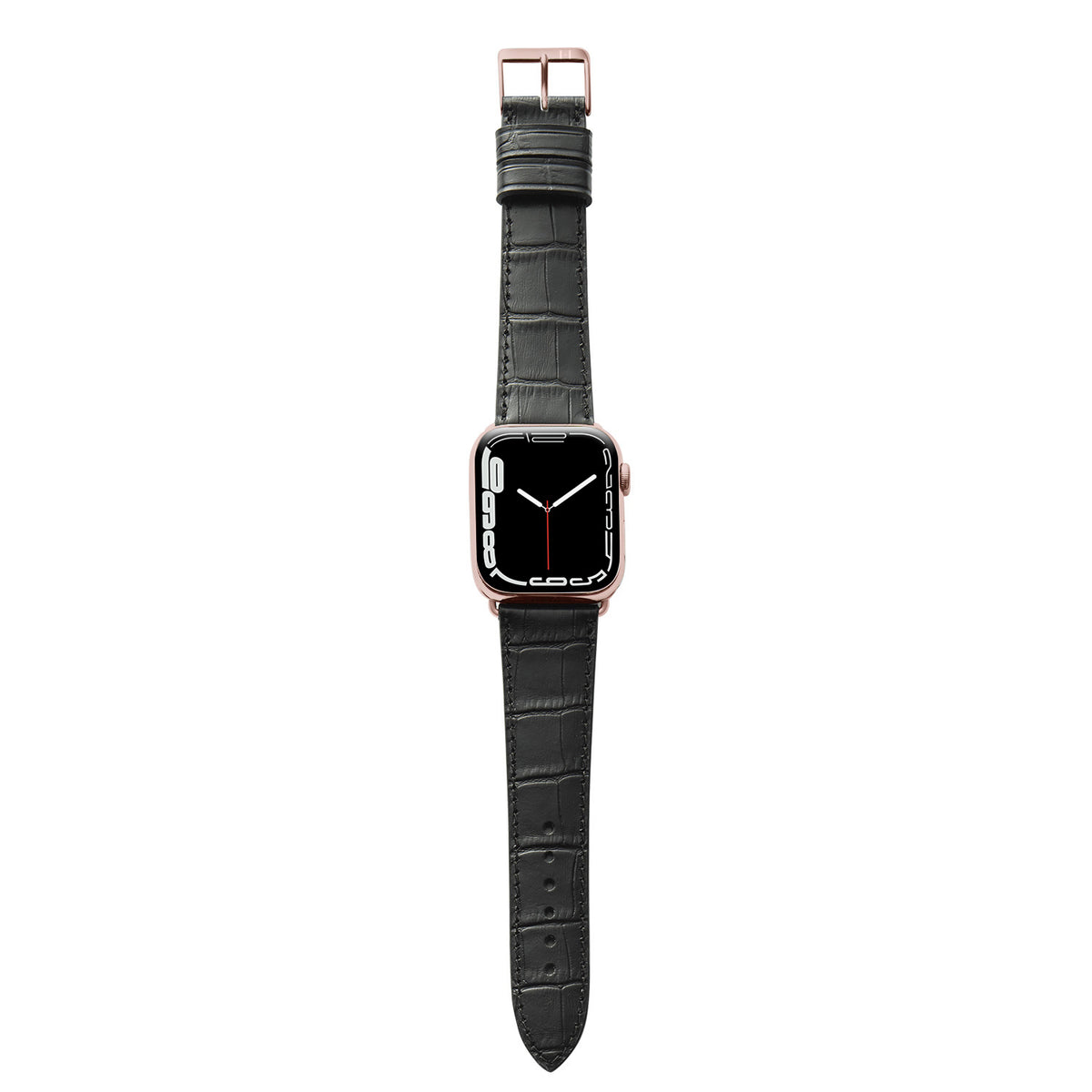 Bracelet Apple Watch avec gaufrage crocodile &quot;ROTHENBAUM&quot; (grain d&#39;alligator sur cuir de vachette) - noir