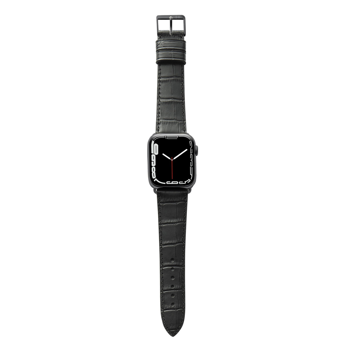 Bracelet Apple Watch avec gaufrage crocodile &quot;ROTHENBAUM&quot; (grain d&#39;alligator sur cuir de vachette) - noir