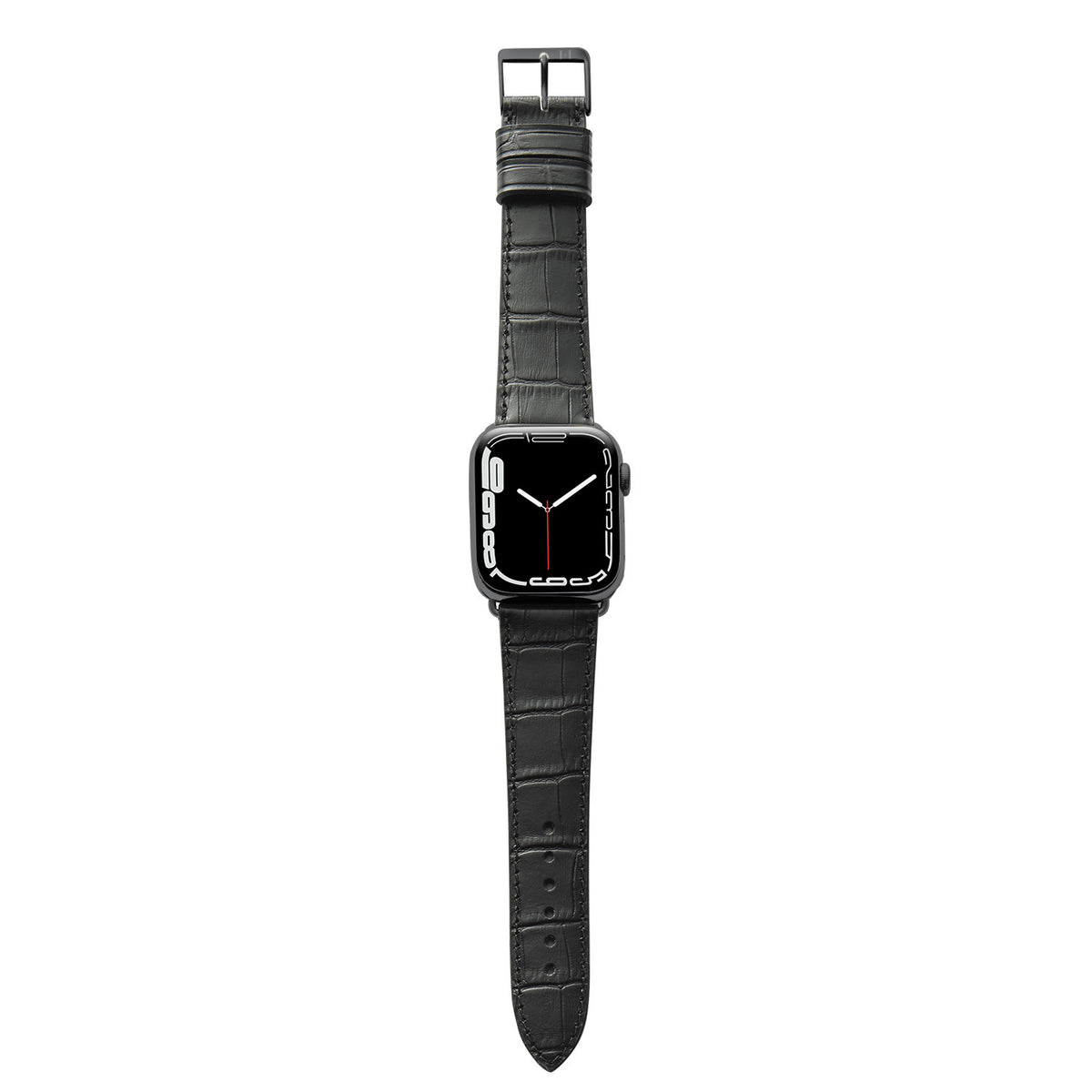 Correa para Apple Watch con estampado de cocodrilo &quot;ROTHENBAUM&quot; (grano de cocodrilo sobre piel de vacuno) - negro