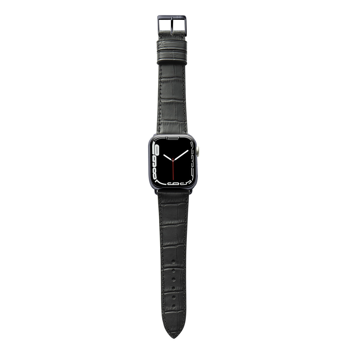 Apple Watch horlogebandje met krokodillenstempel &quot;ROTHENBAUM&quot; (alligatornerf op koeienhuid) - Zwart