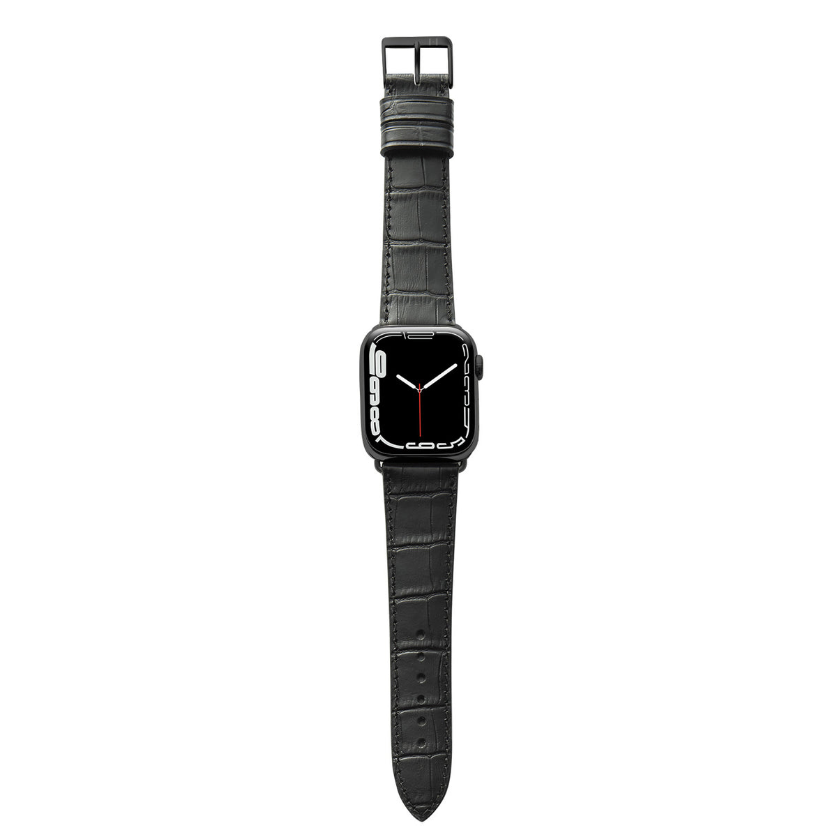 Correa para Apple Watch con estampado de cocodrilo &quot;ROTHENBAUM&quot; (grano de cocodrilo sobre piel de vacuno) - negro