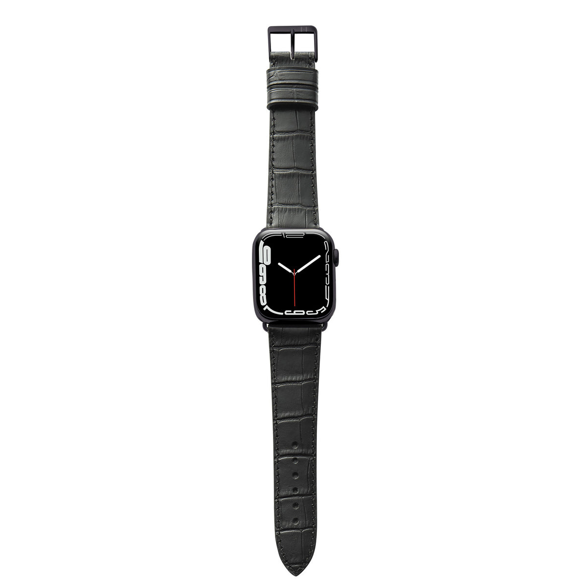 Cinturino per Apple Watch con goffratura coccodrillo &quot;ROTHENBAUM&quot; (grana di alligatore su pelle di vacchetta) - nero
