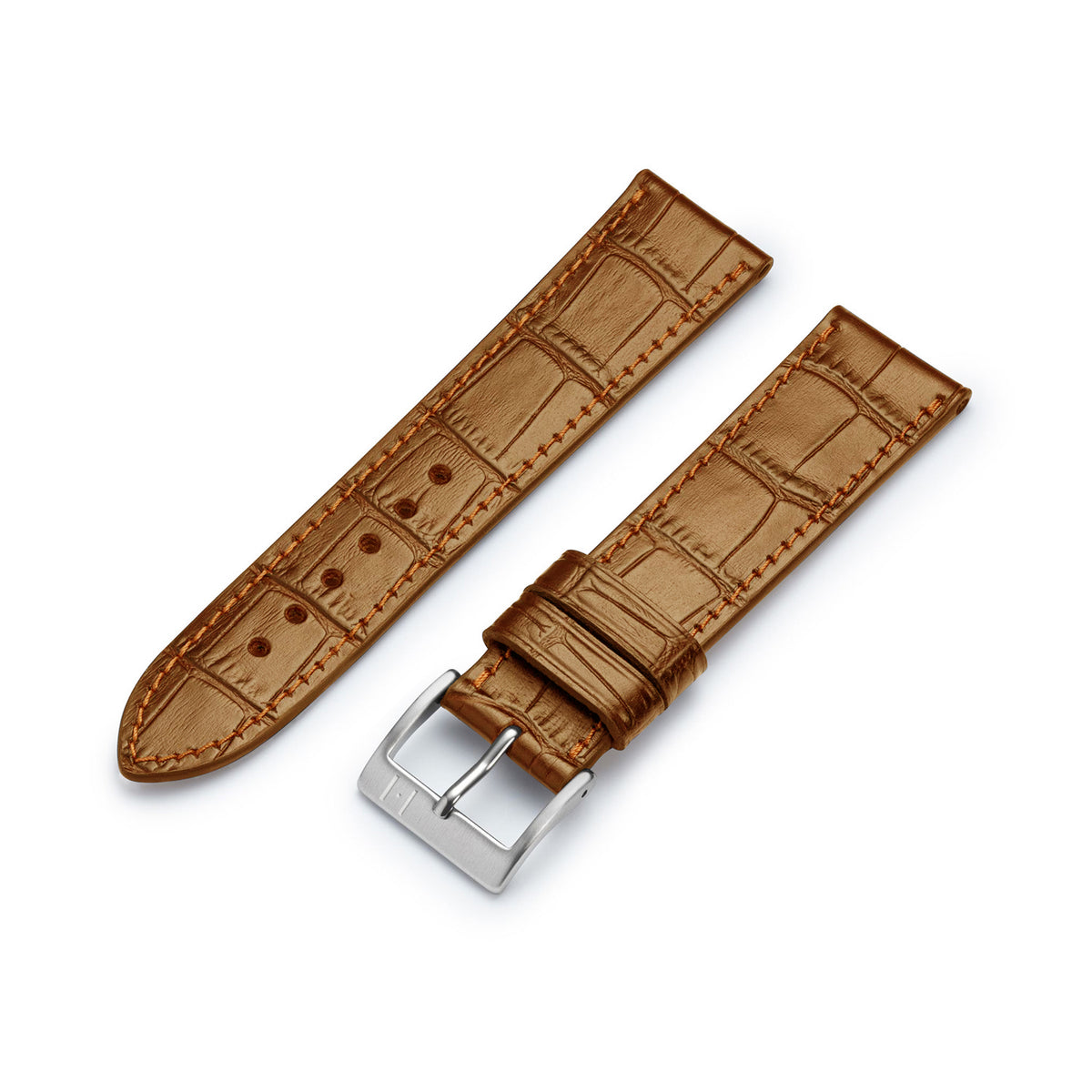 Watch strap with crocodile embossing &quot;ROTHENBAUM&quot; (alligator grain on cowhide) - silver clasp