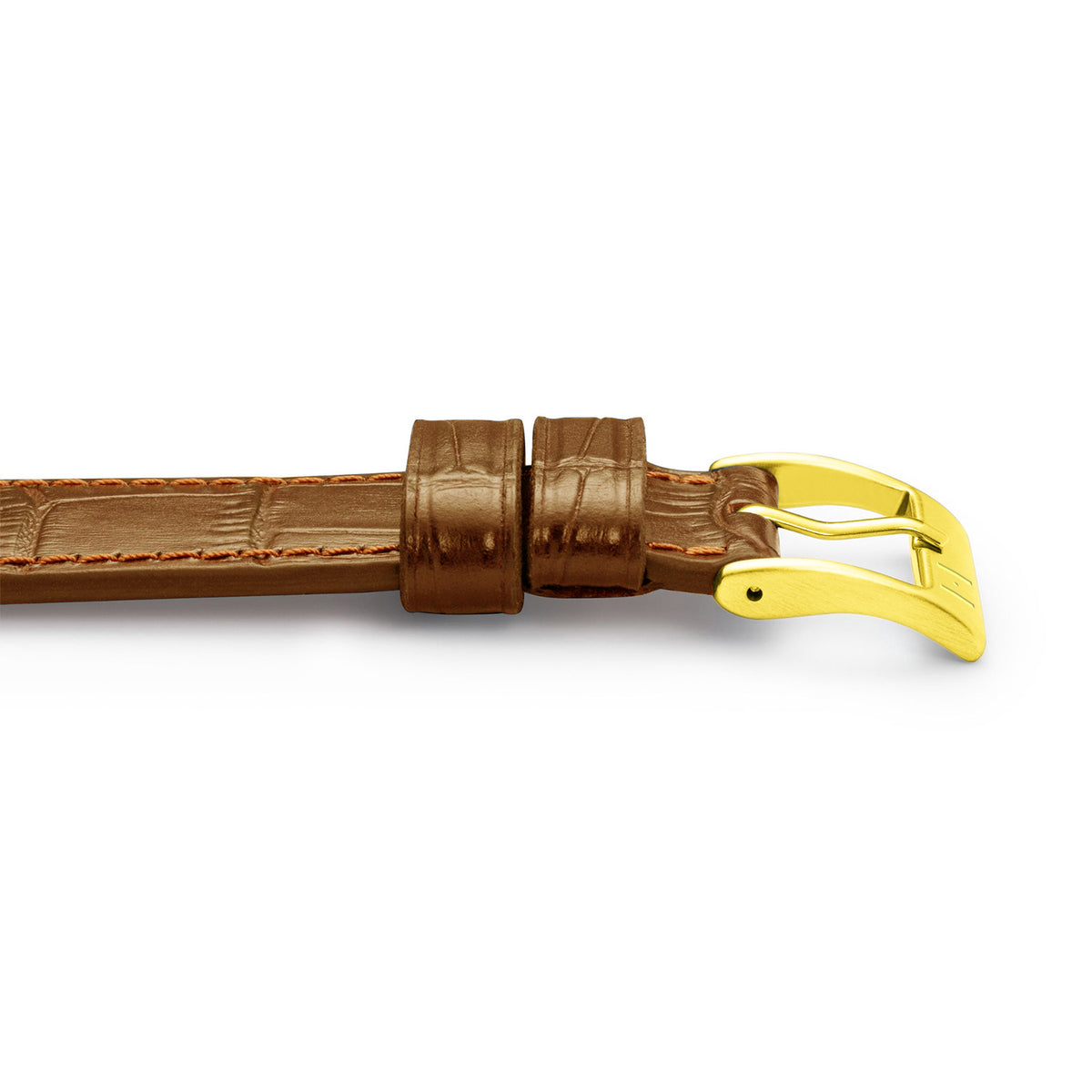 Cinturino per orologio con goffratura coccodrillo &quot;ROTHENBAUM&quot; (grana di alligatore su pelle bovina) - chiusura in oro