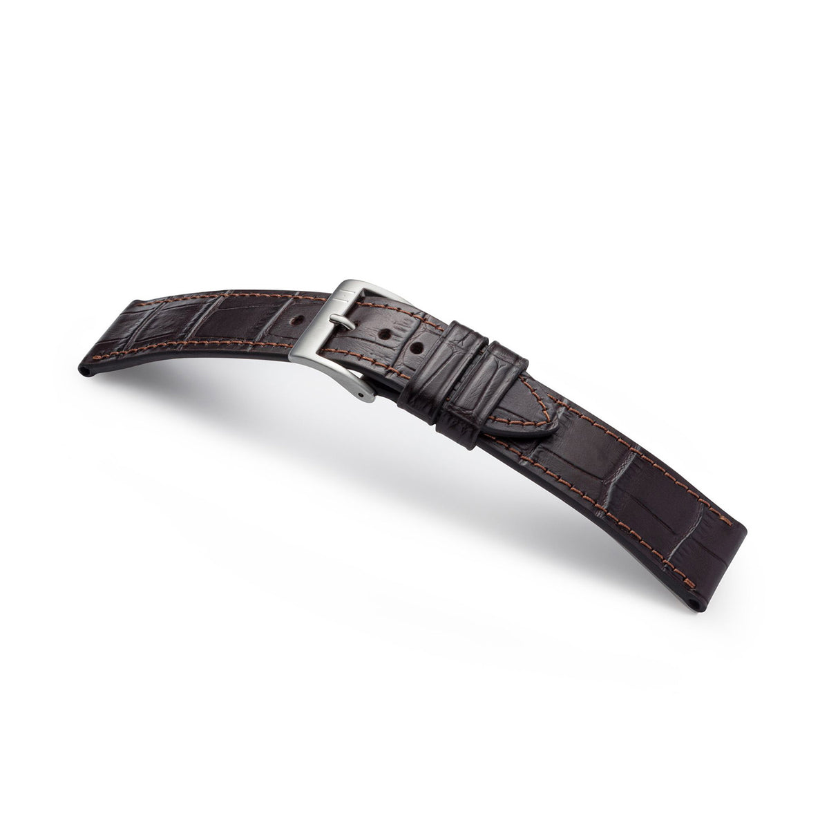 Watch strap with crocodile embossing &quot;ROTHENBAUM&quot; (alligator grain on cowhide) - silver clasp