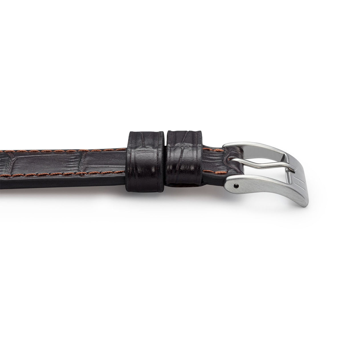 Watch strap with crocodile embossing &quot;ROTHENBAUM&quot; (alligator grain on cowhide) - silver clasp