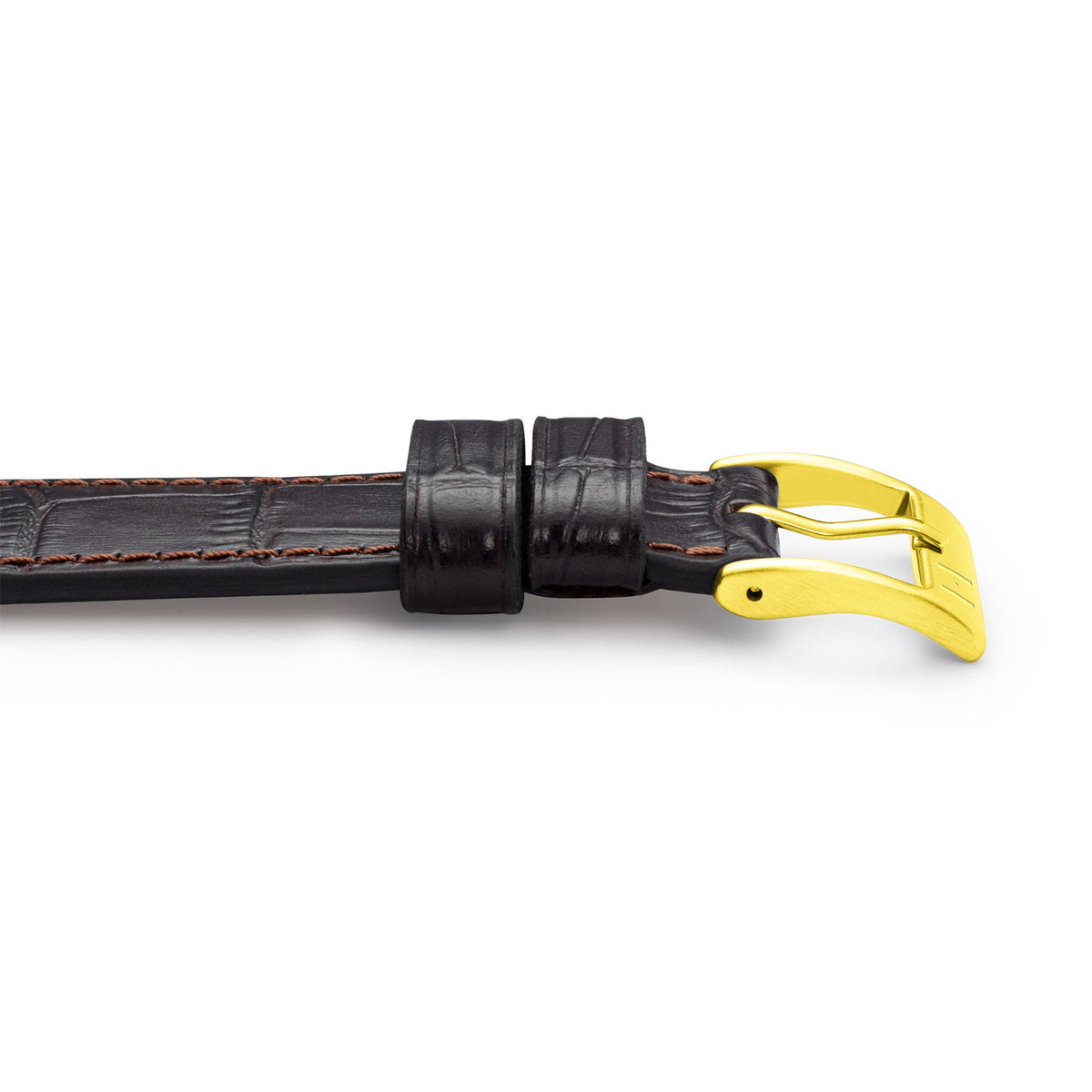 Watch strap with crocodile embossing &quot;ROTHENBAUM&quot; (alligator grain on cowhide) - gold clasp