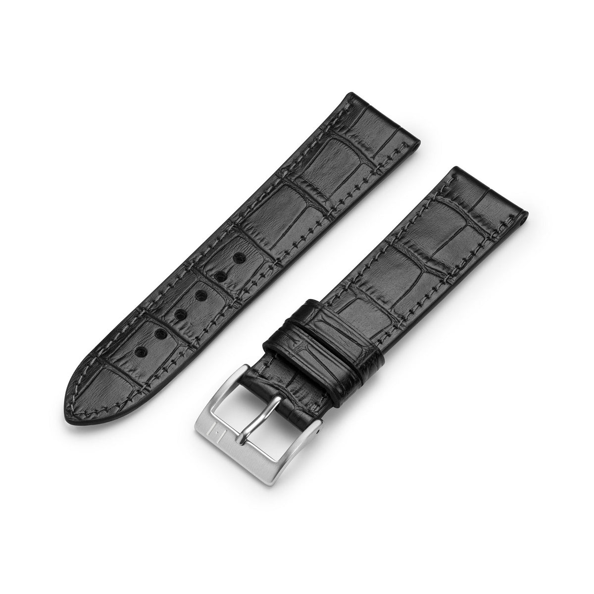 Watch strap with crocodile embossing &quot;ROTHENBAUM&quot; (alligator grain on cowhide) - silver clasp