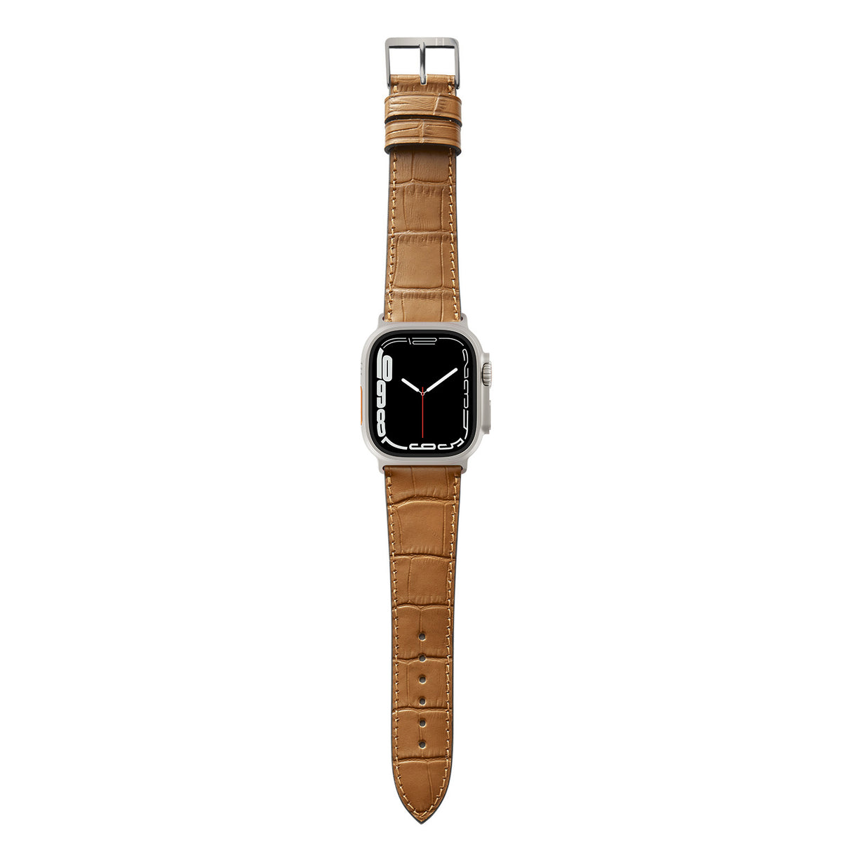 Apple Watch Ultra Armband ROTHENBAUM mit Kroko-Prägung (Alligatornarbung auf Rindsleder) – Cognac