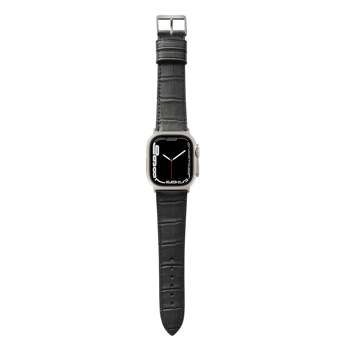 Apple Watch Ultra Armband ROTHENBAUM mit Kroko-Prägung (Alligatornarbung auf Rindsleder) – Schwarz