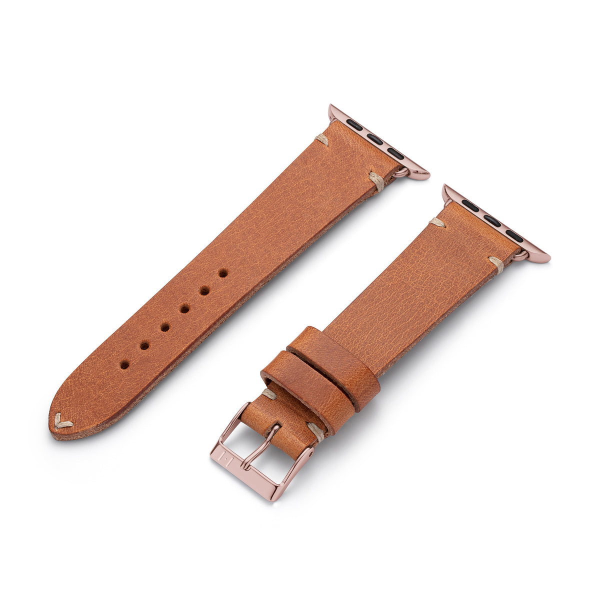 Apple Watch leather strap made of vintage leather &quot;ST. PAULI&quot; (cowhide) - cognac 