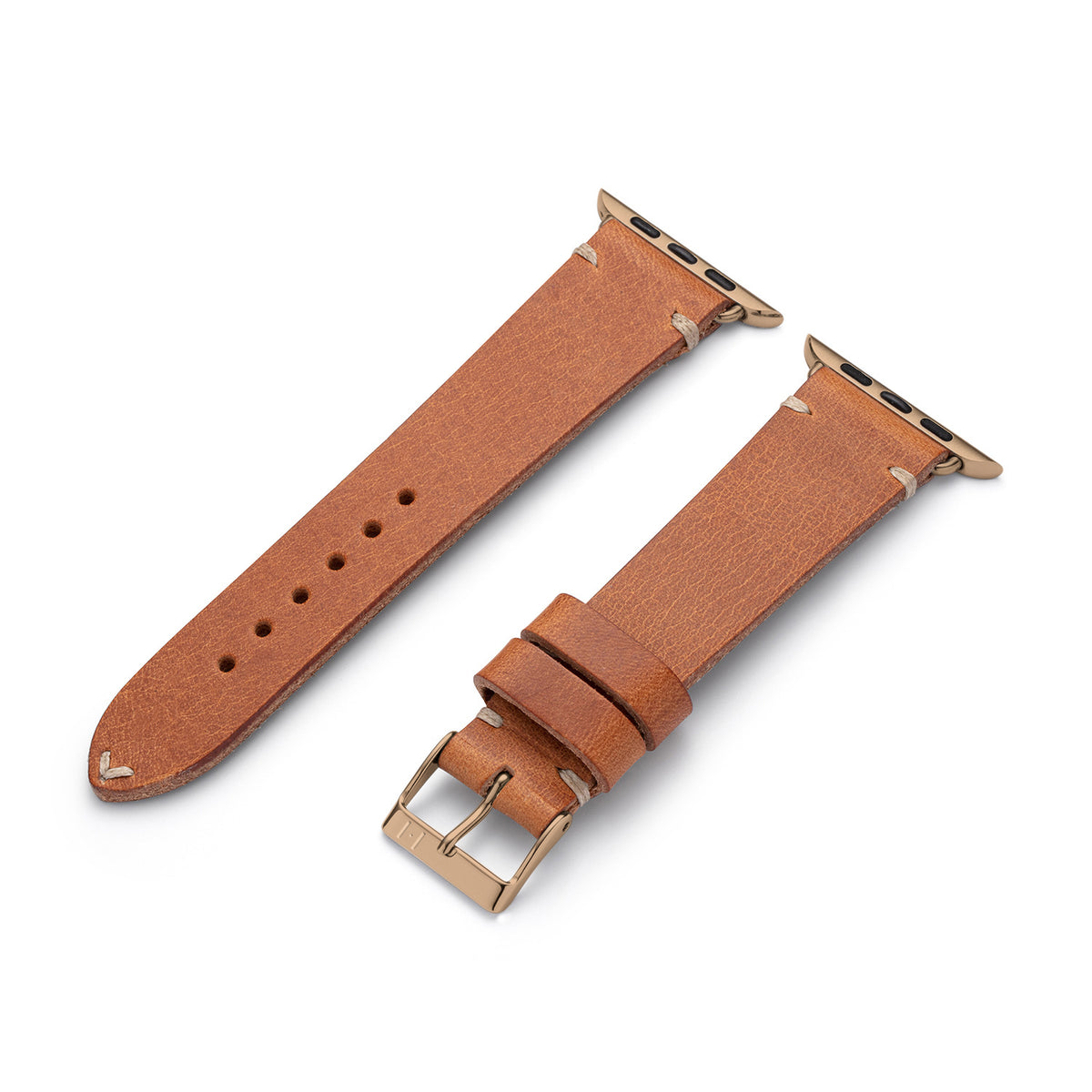 Bracelet en cuir Apple Watch en cuir vintage &quot;ST. PAULI&quot; (peau de vache) - cognac