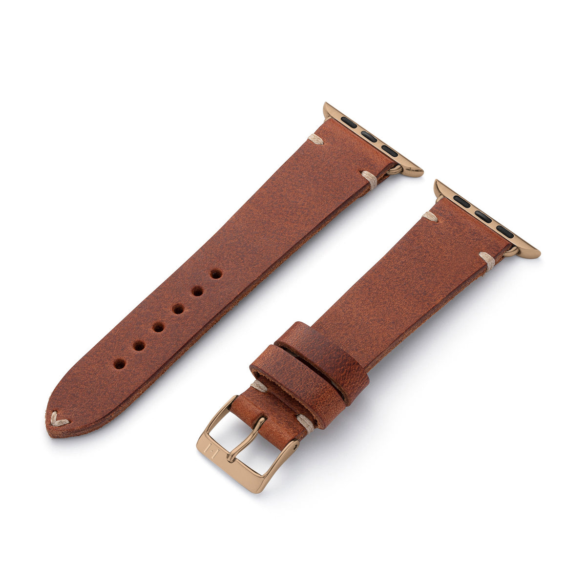 Bracelet en cuir Apple Watch en cuir vintage &quot;ST. PAULI&quot; (peau de vache) - acajou