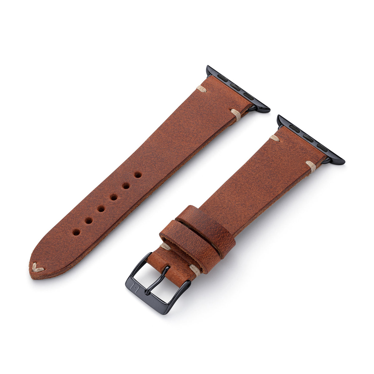 Cinturino in pelle per Apple Watch realizzato in pelle vintage &quot;ST. PAULI&quot; (pelle di vacchetta) - mogano