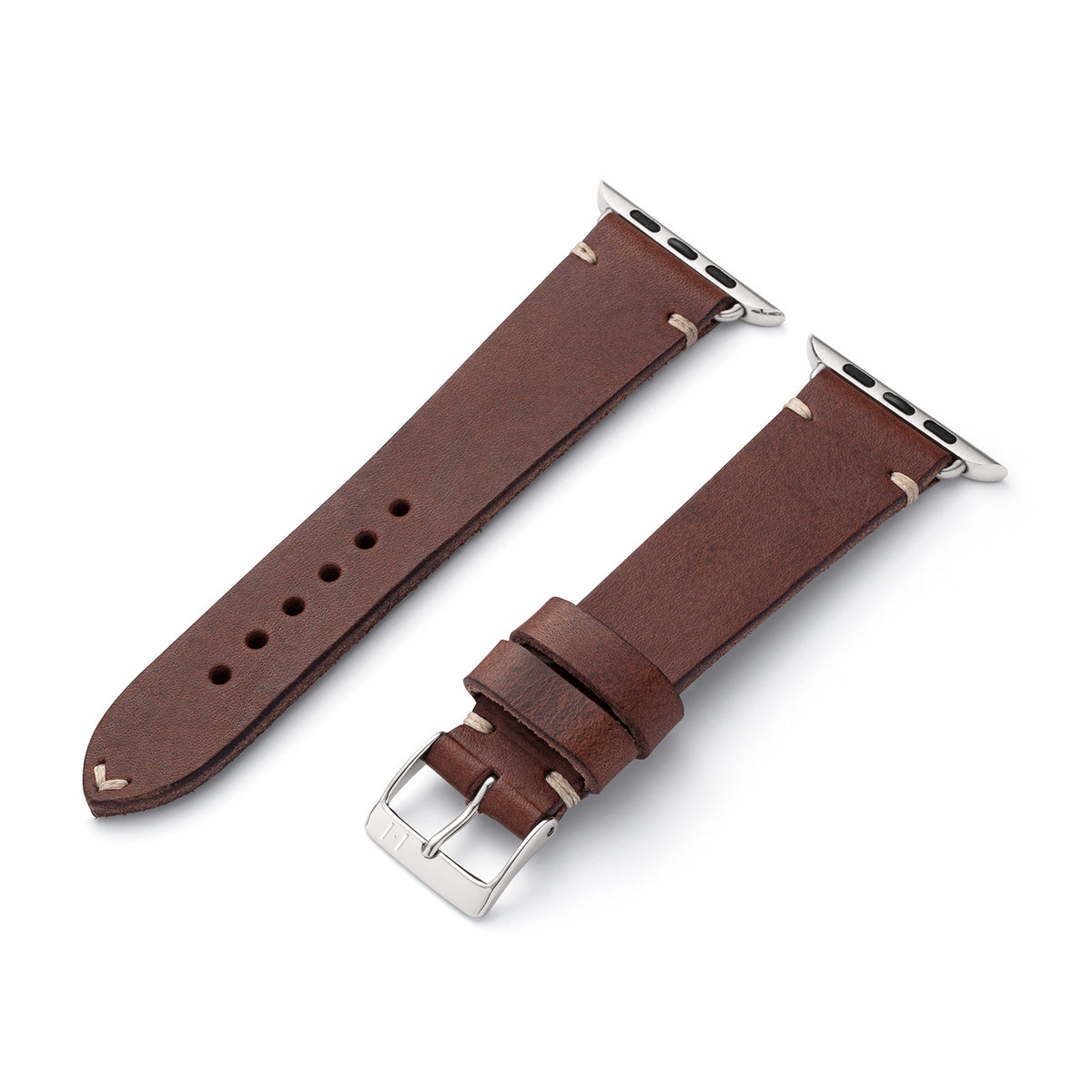 Bracelet en cuir Apple Watch en cuir vintage &quot;ST. PAULI&quot; (peau de vache) - moka